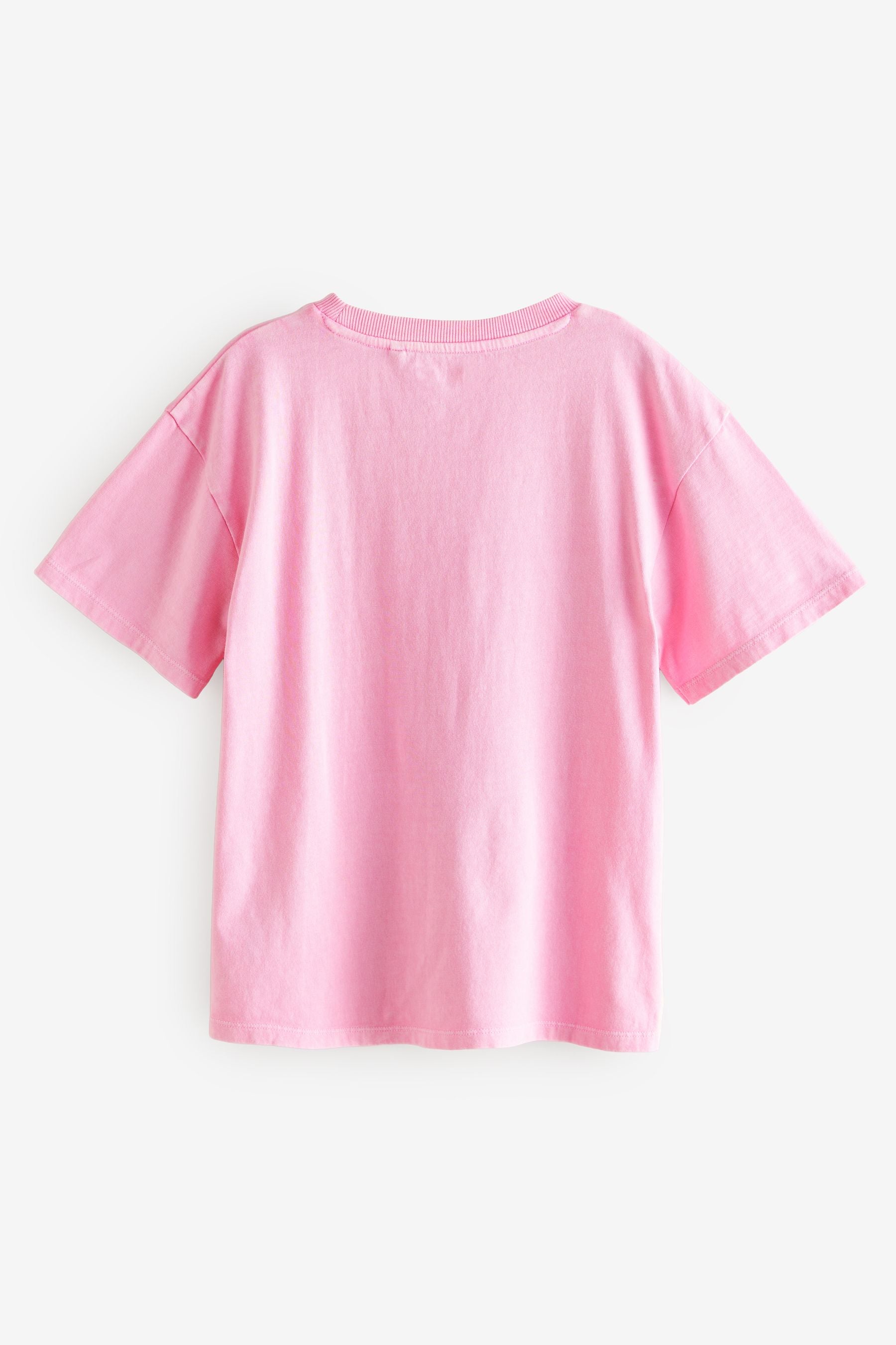 Pink/Green Oversized Embellished 100% Cotton Graphic T-Shirt (3-16yrs)