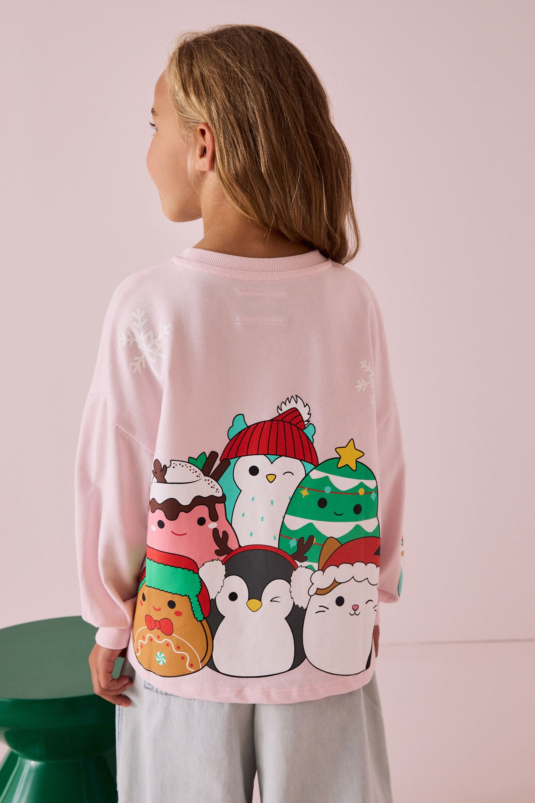 Pink Squishmallows Christmas License 100% Cotton Sweatshirt (3-16yrs)