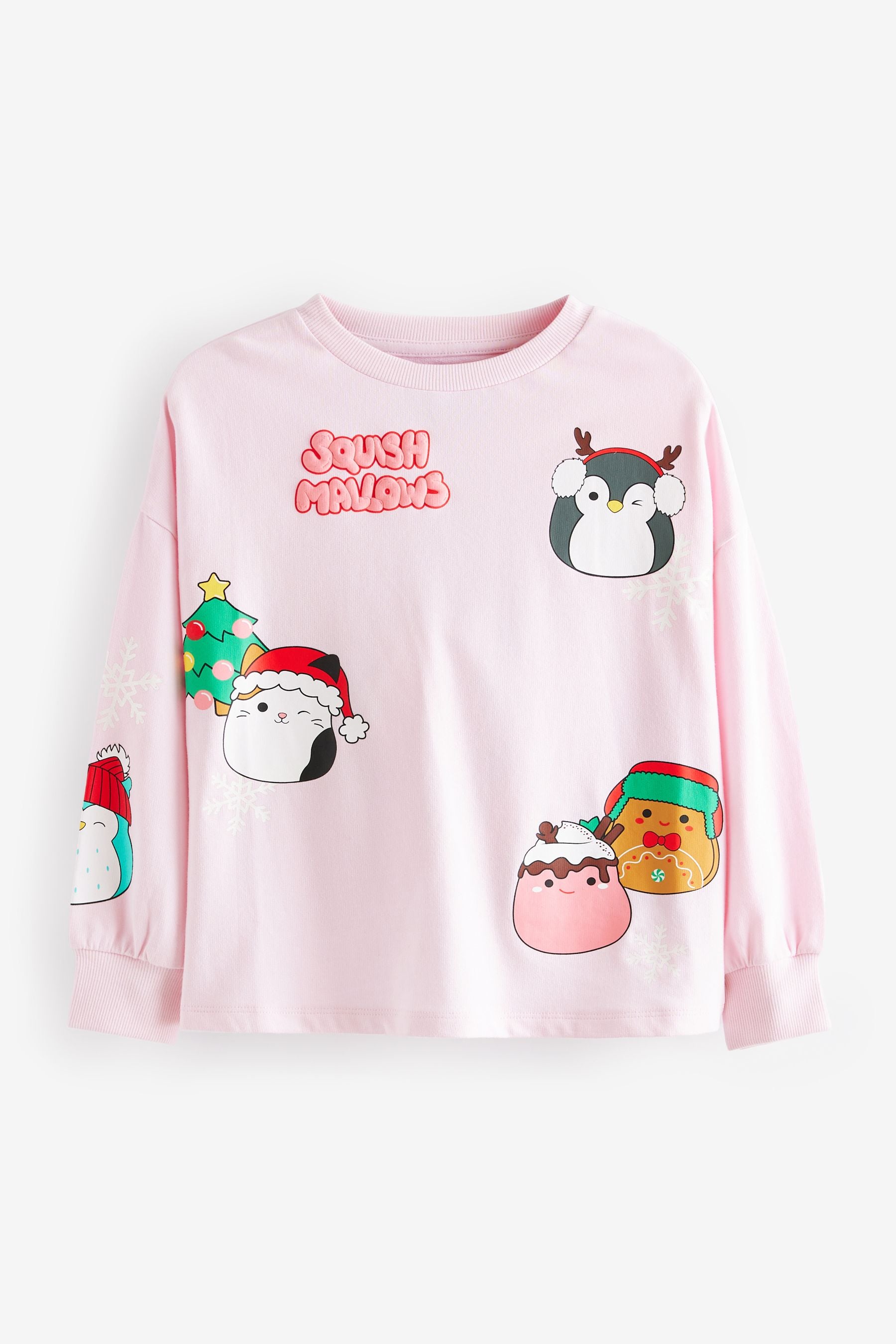 Pink Squishmallows Christmas License 100% Cotton Sweatshirt (3-16yrs)