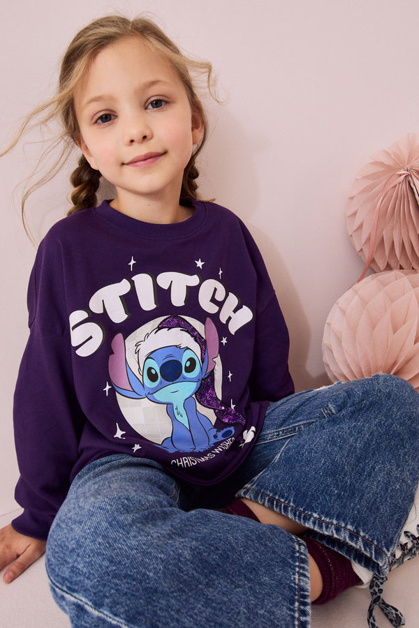 Lilo & Stitch Purple Christmas License 100% Cotton Sweatshirt (3-16yrs)