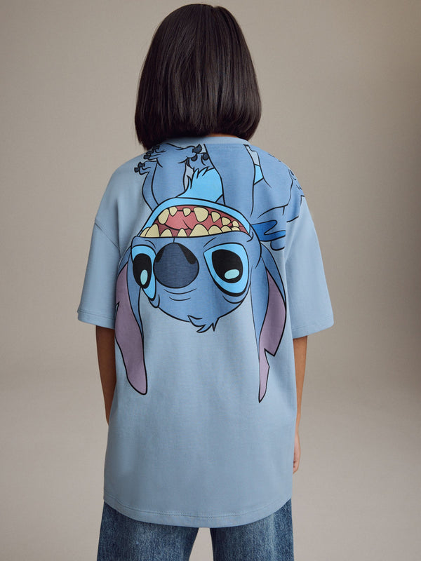 Blue Oversized Disney Lilo and Stitch License 100% Cotton T-Shirt (3-16yrs)