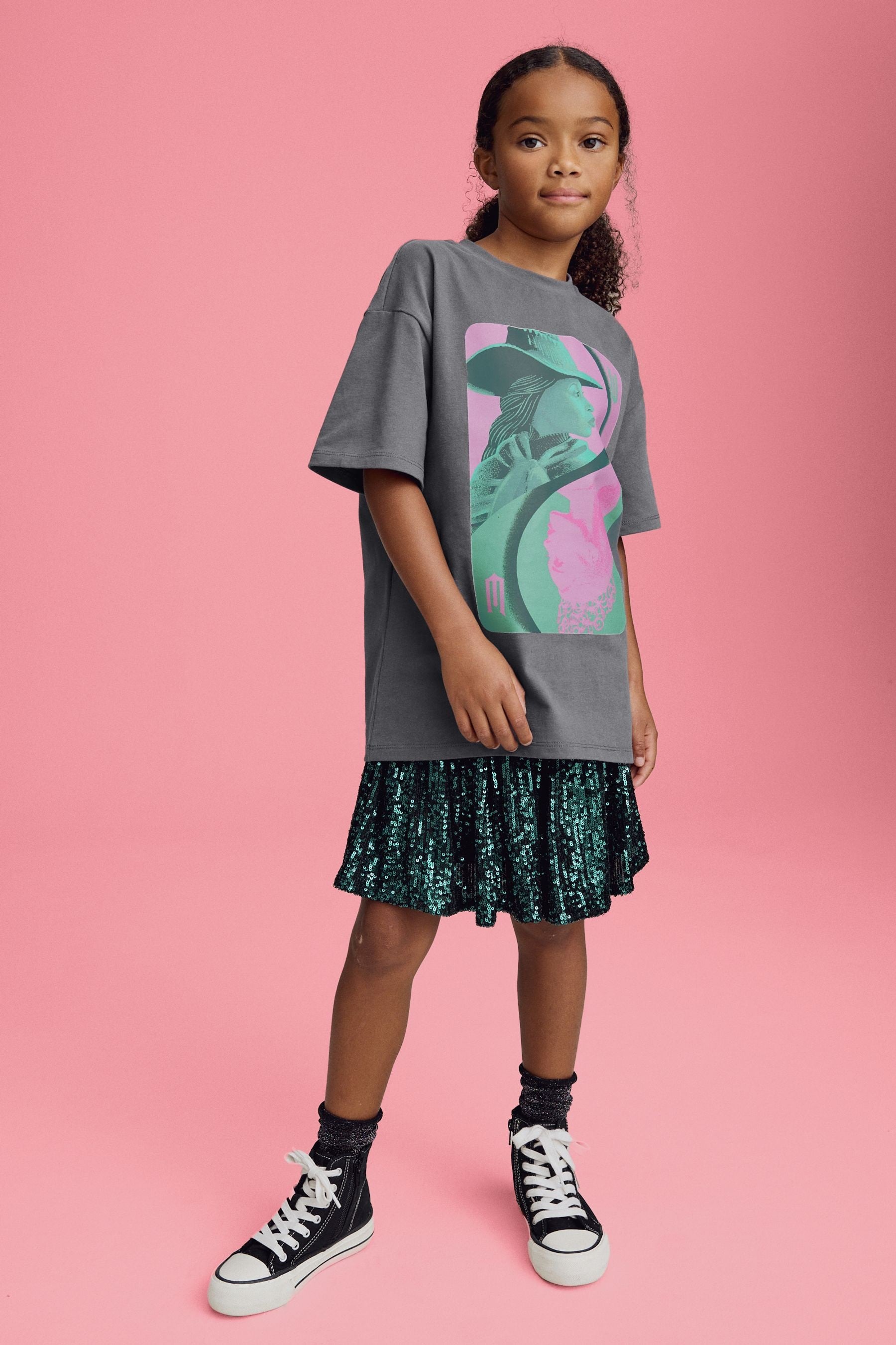 Charcoal Grey Wicked Oversized 100% Cotton T-Shirt (6-16yrs)