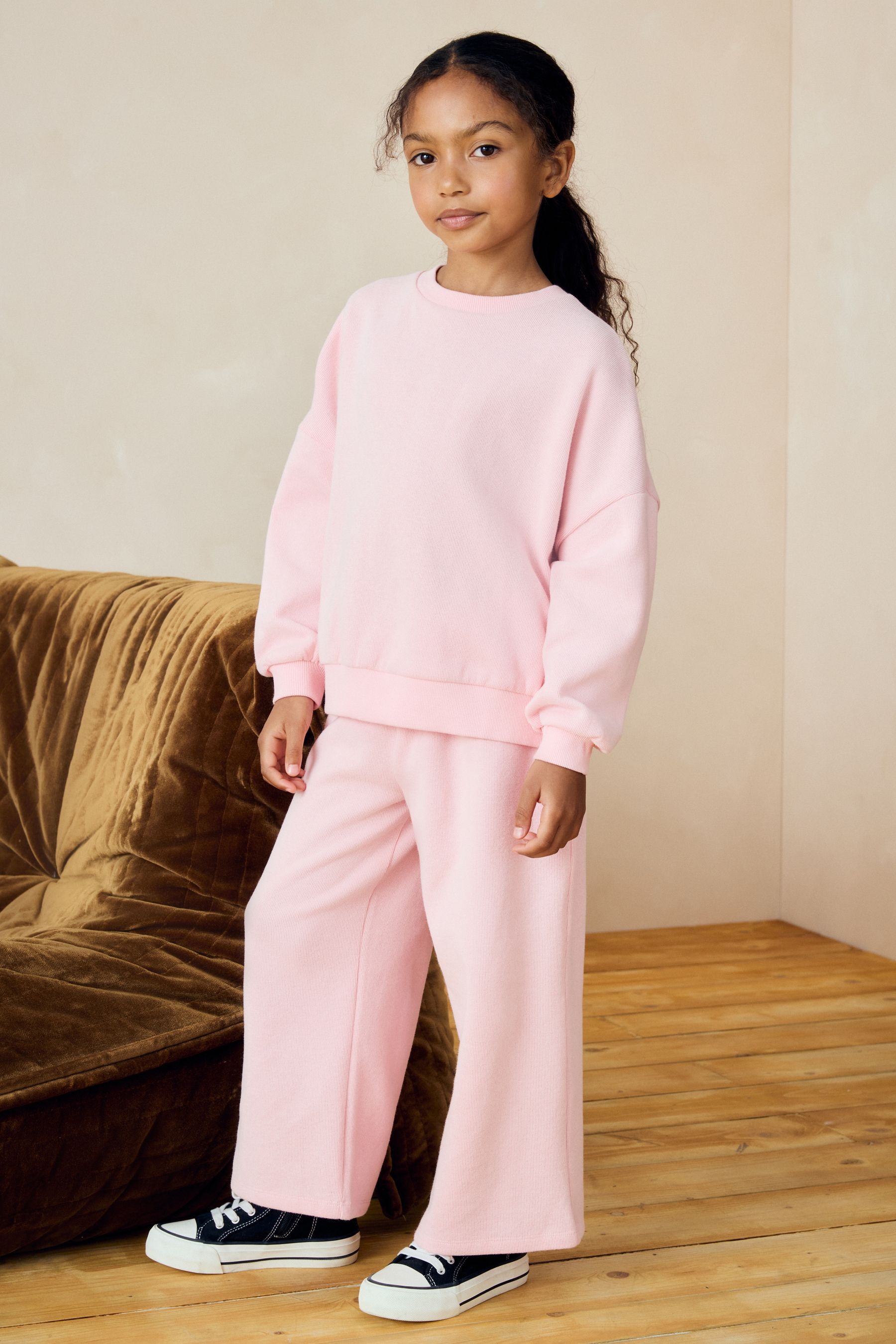 Pink Cosy Oversized Sweat Top and Wide Leg Set (3-16yrs)