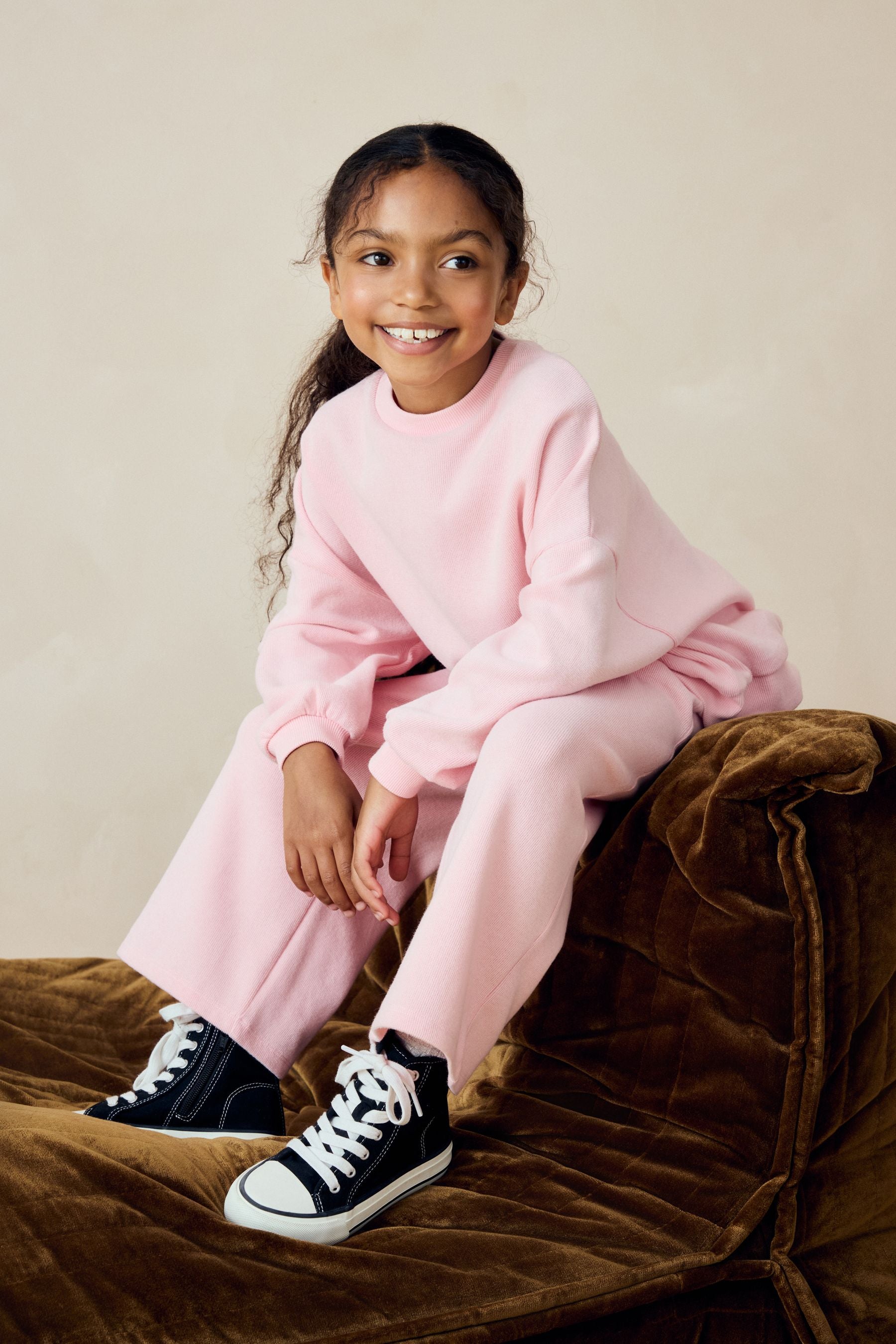 Pink Cosy Oversized Sweat Top and Wide Leg Set (3-16yrs)