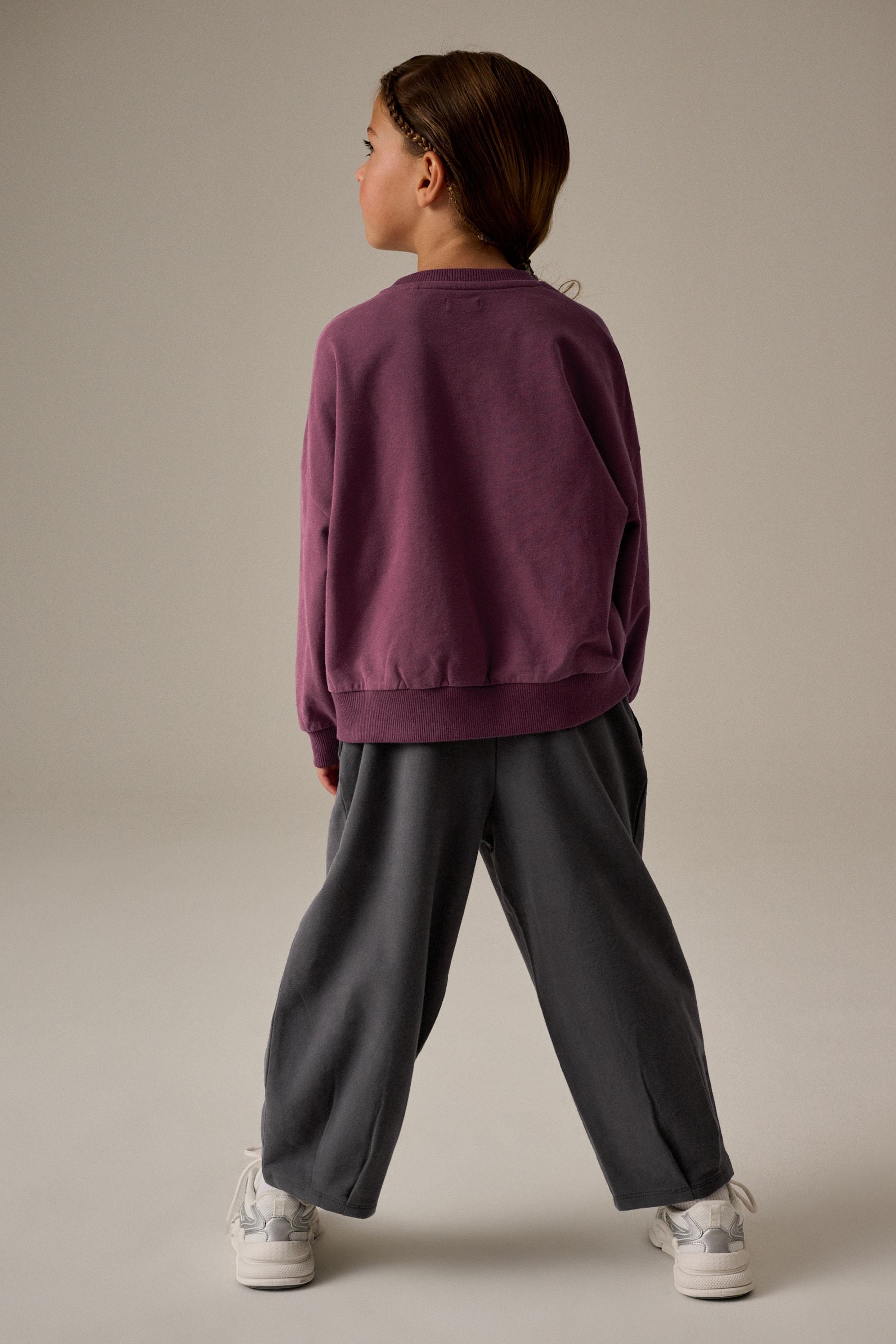 Purple Oversized Sweat and Barrel Leg Joggers Set (3-16yrs)