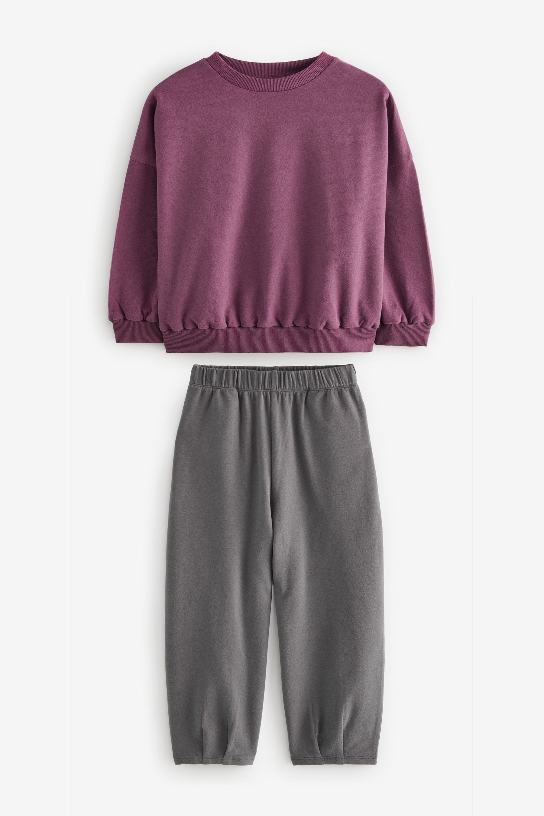 Purple Oversized Sweat and Barrel Leg Joggers Set (3-16yrs)