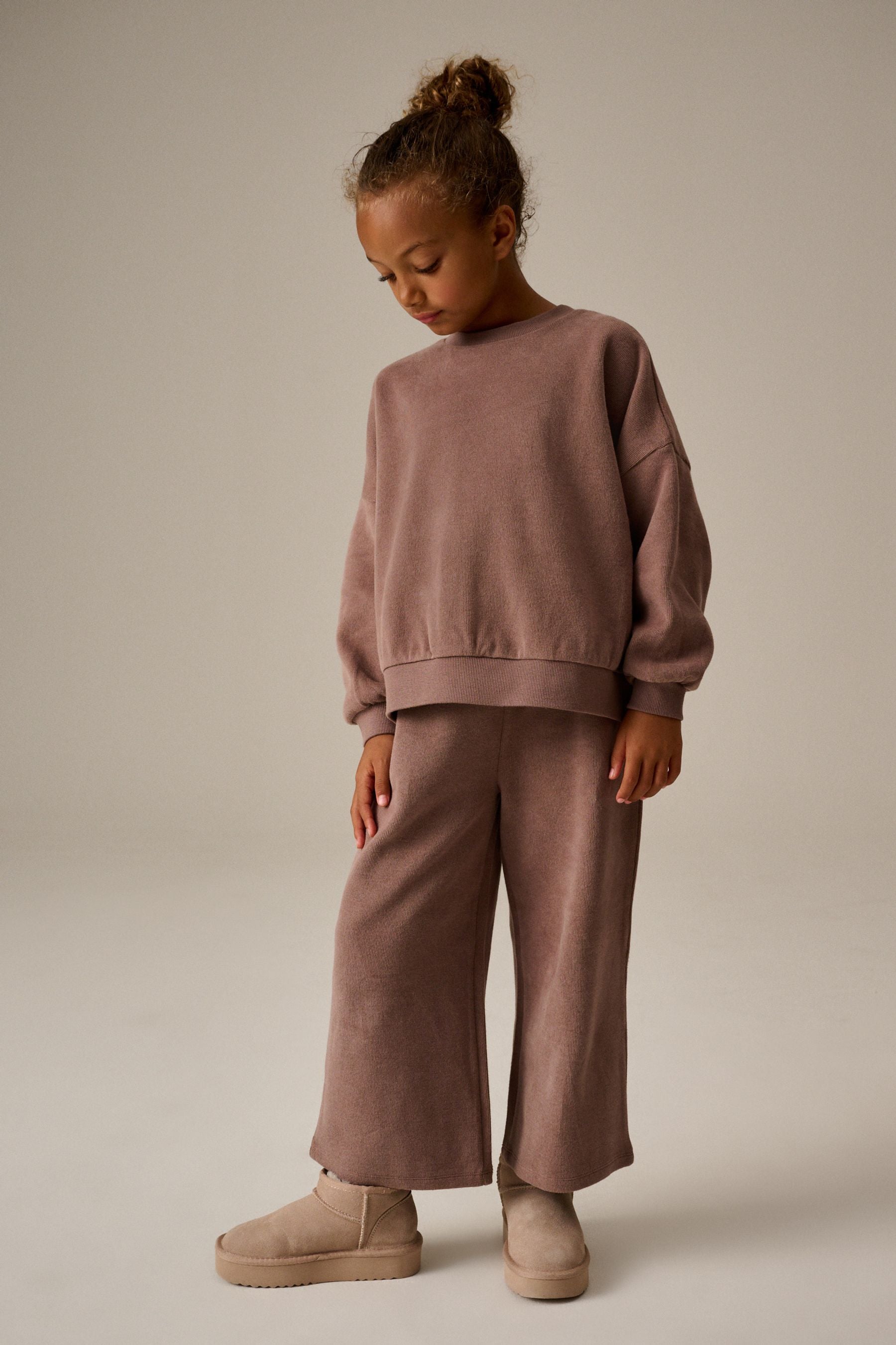 Brown Oversized Cosy Sweatshirt and Wide Leg Set (3-16yrs)