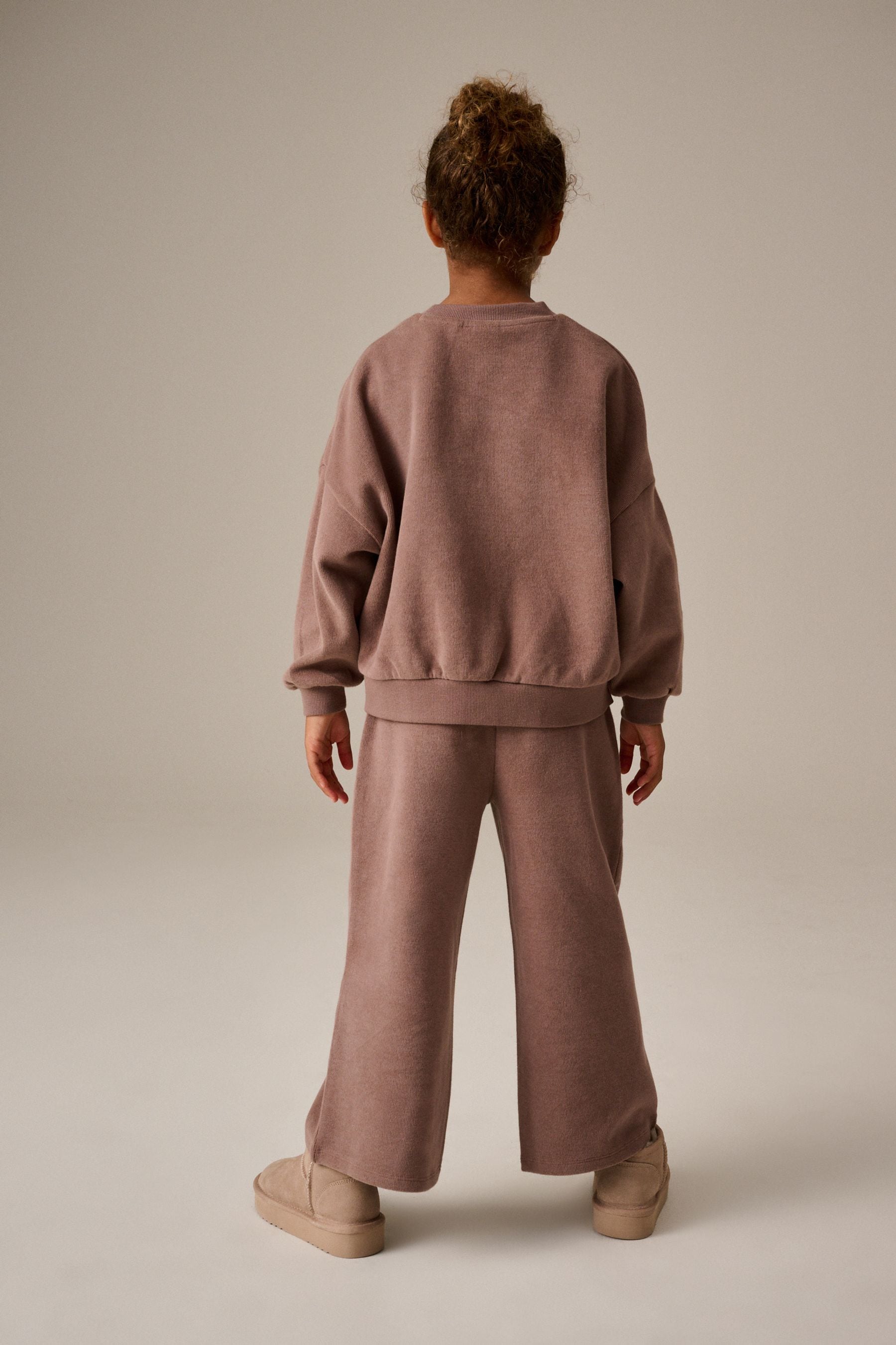 Brown Oversized Cosy Sweatshirt and Wide Leg Set (3-16yrs)