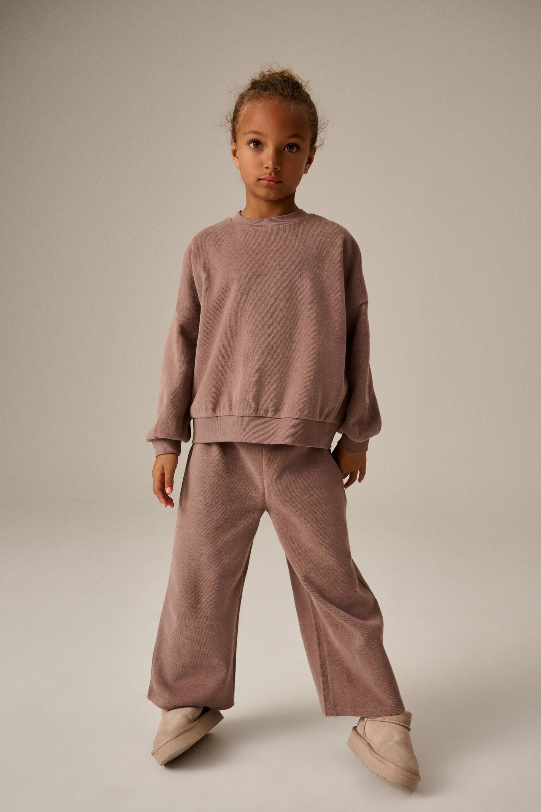 Brown Oversized Cosy Sweatshirt and Wide Leg Set (3-16yrs)