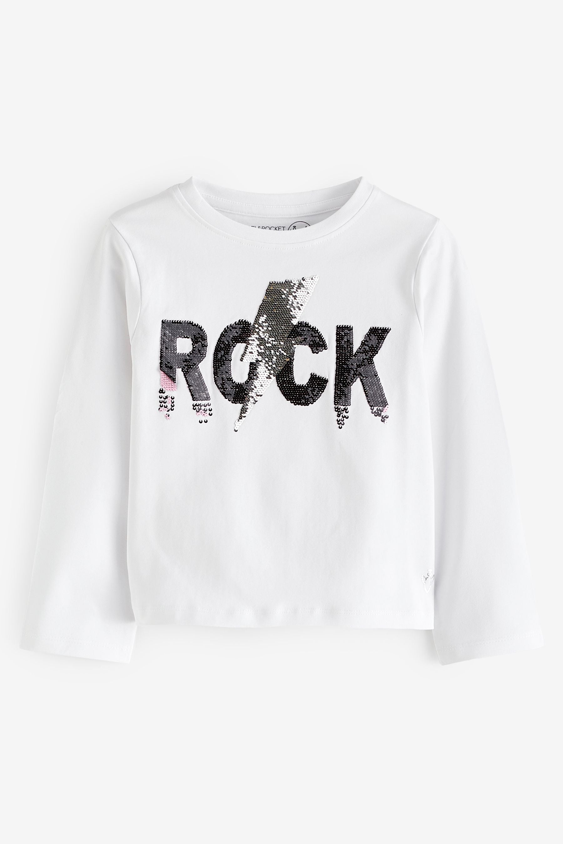 White Angel & Rocket Sequin Rock Effie Top