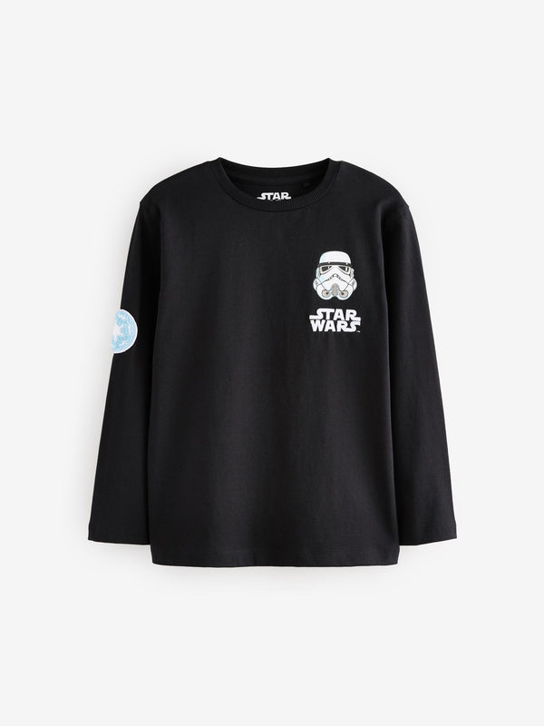 Black License Star Wars Long Sleeve 100% Cotton T-Shirt (3-16yrs)