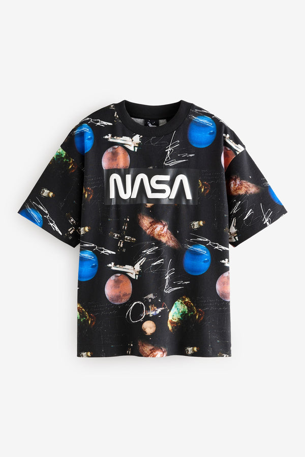 Black Ground Licensed NASA Planet 100% Cotton T-Shirt (3-16yrs)