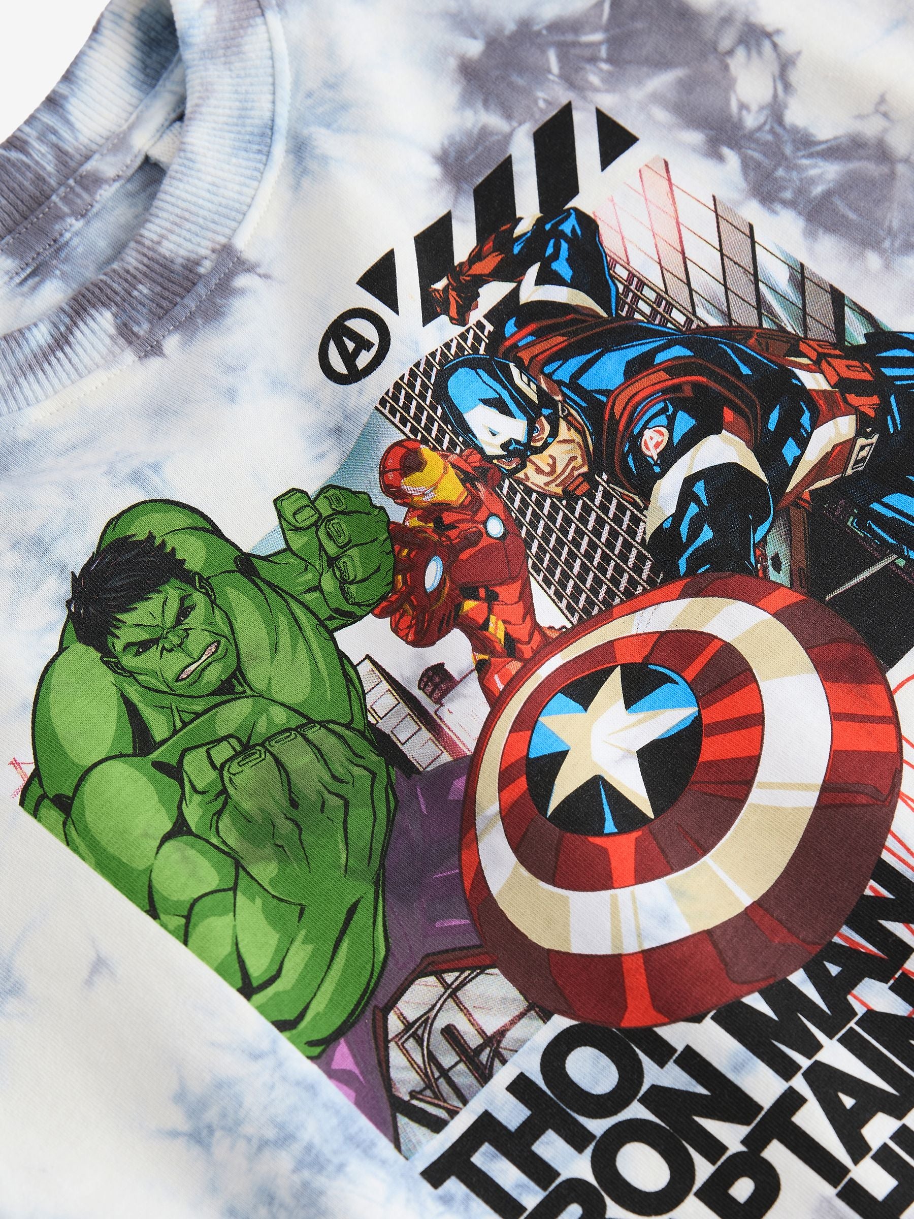 White Ground Tie-Dye Licensed Marvel 100% Cotton T-Shirt (3-16yrs)