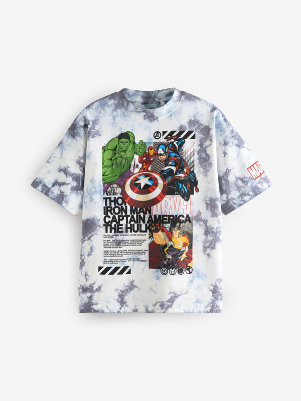 White Ground Tie-Dye Licensed Marvel 100% Cotton T-Shirt (3-16yrs)