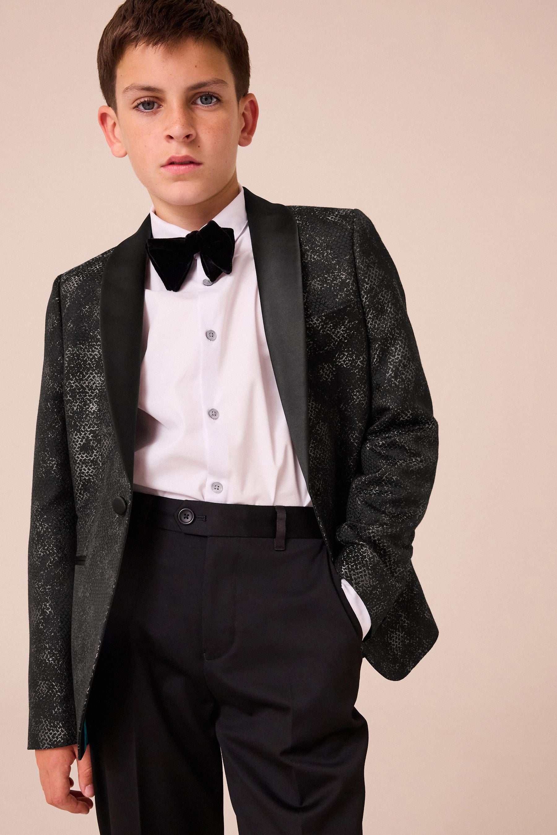 Black/White Mono Jacquard Jacket (3-16yrs)