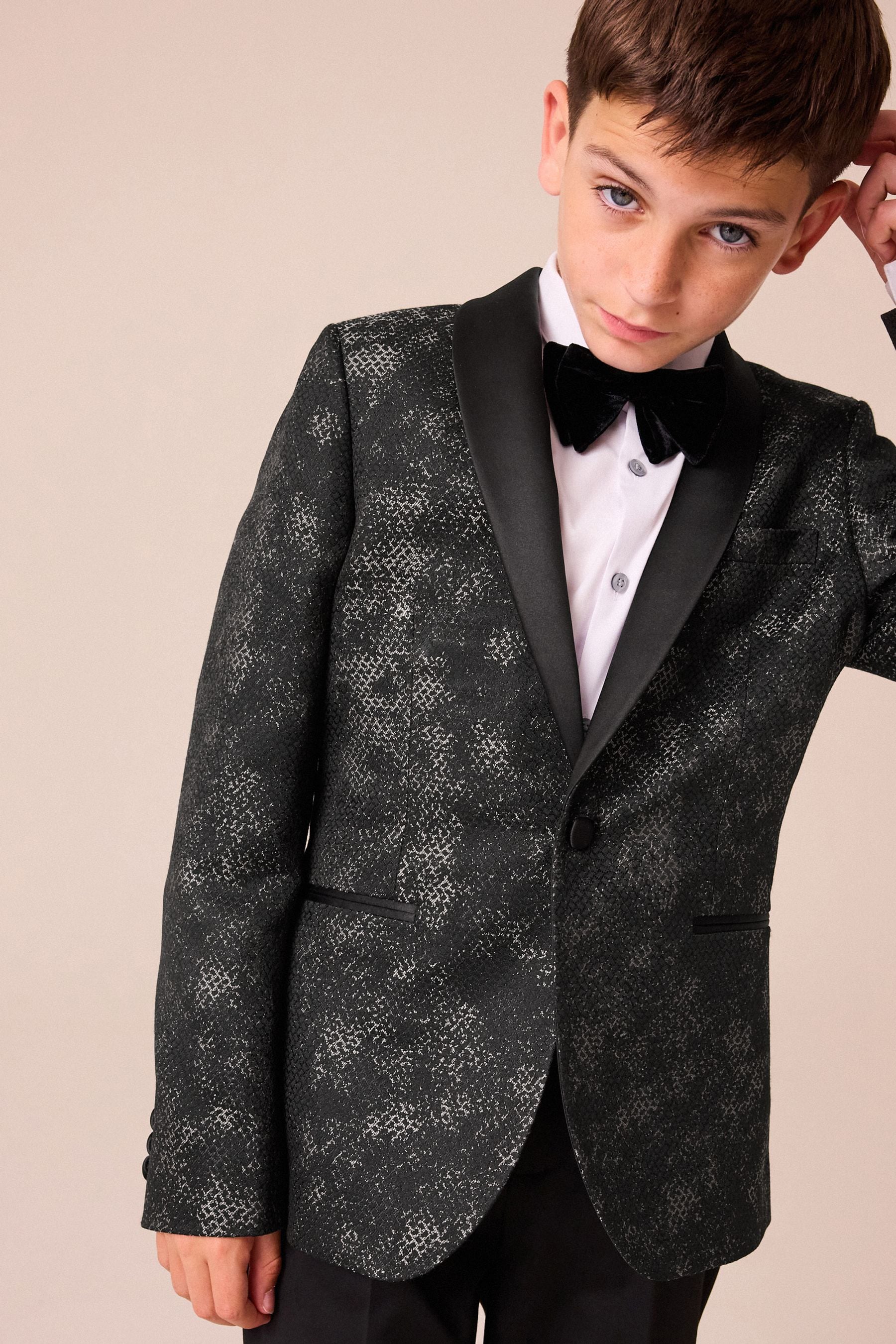 Black/White Mono Jacquard Jacket (3-16yrs)