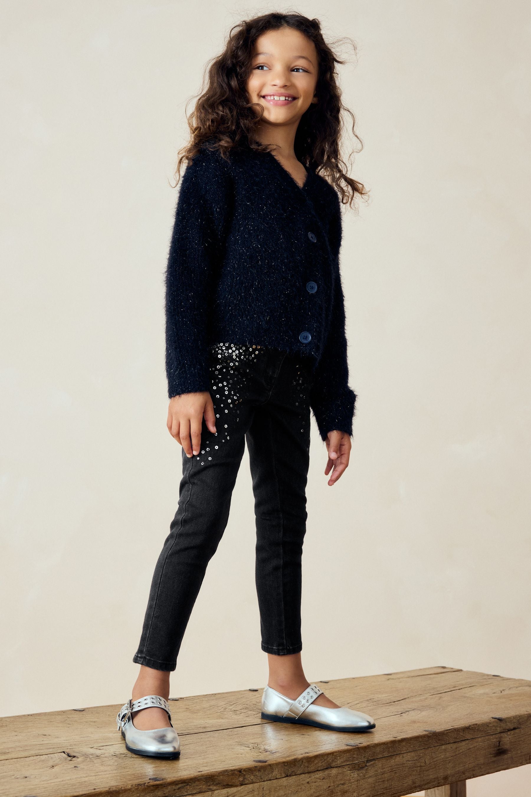 Black Sequin Skinny Jeans (3-16yrs)