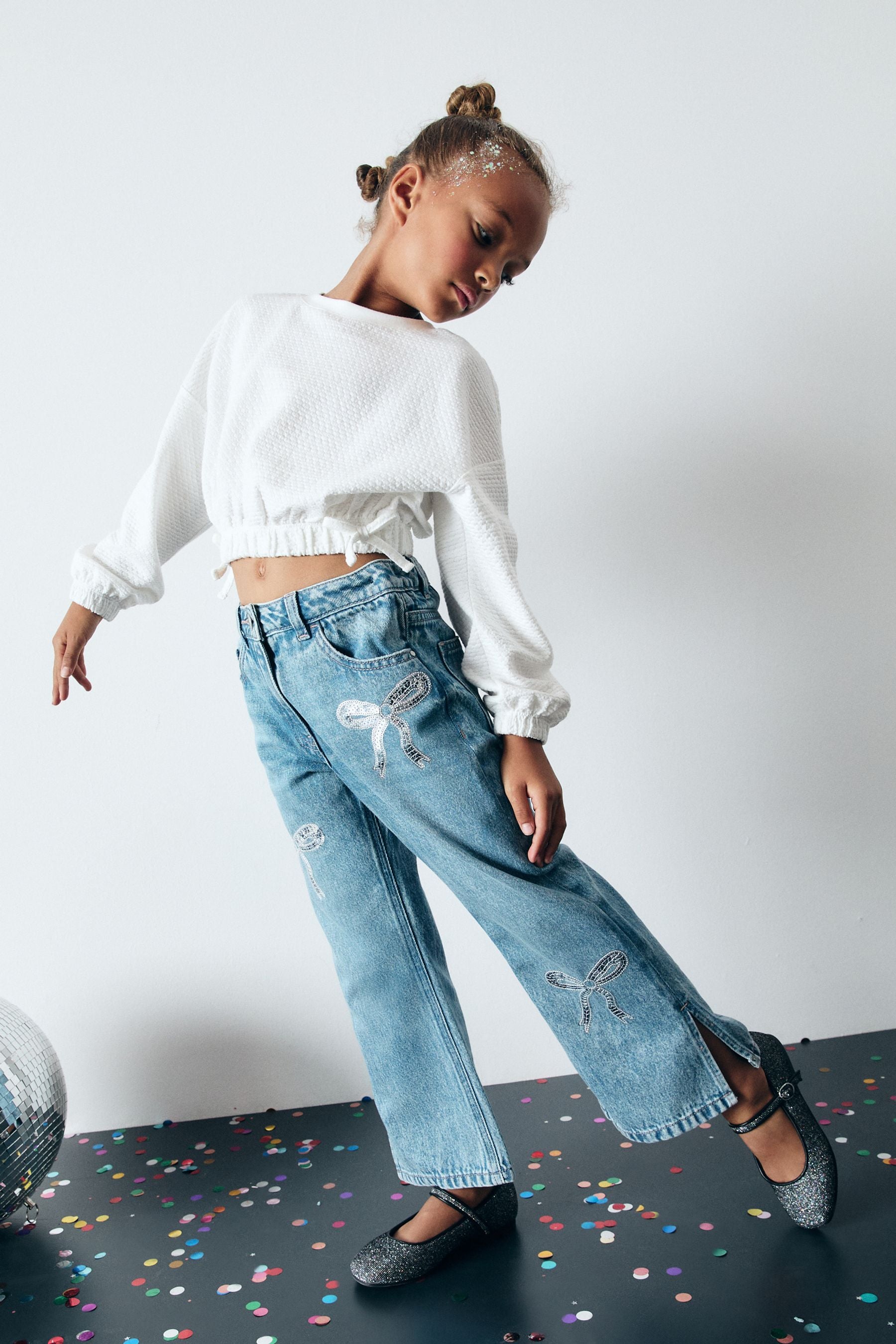 Blue Denim Embellished Flare Jeans (3-16yrs)