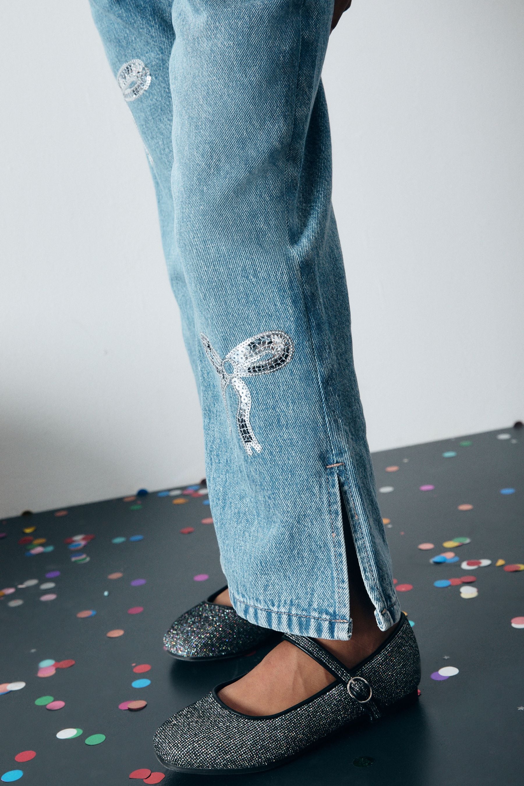 Blue Denim Embellished Flare Jeans (3-16yrs)