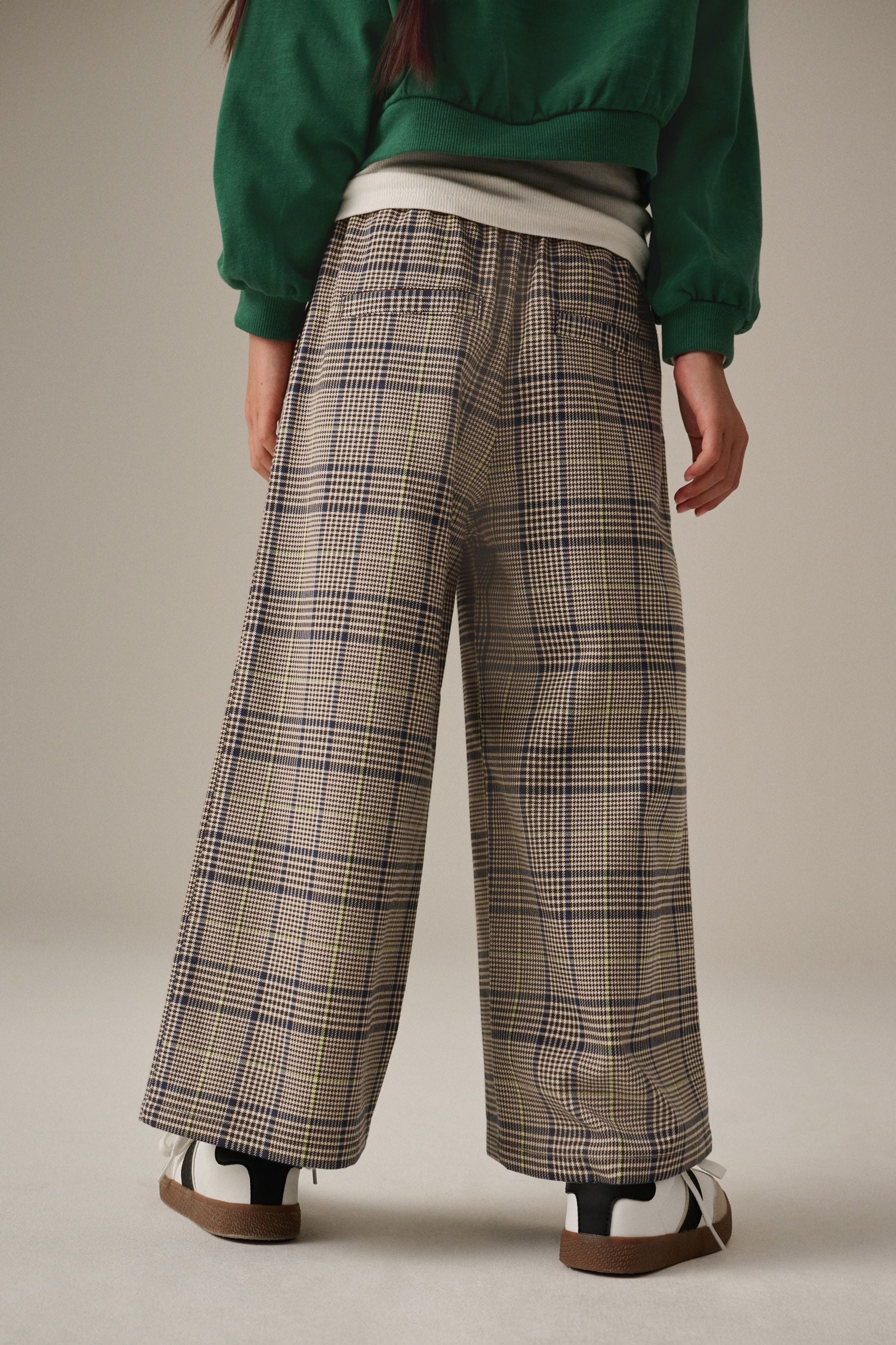 Neutral Check Wide Leg Trousers (3-16yrs)