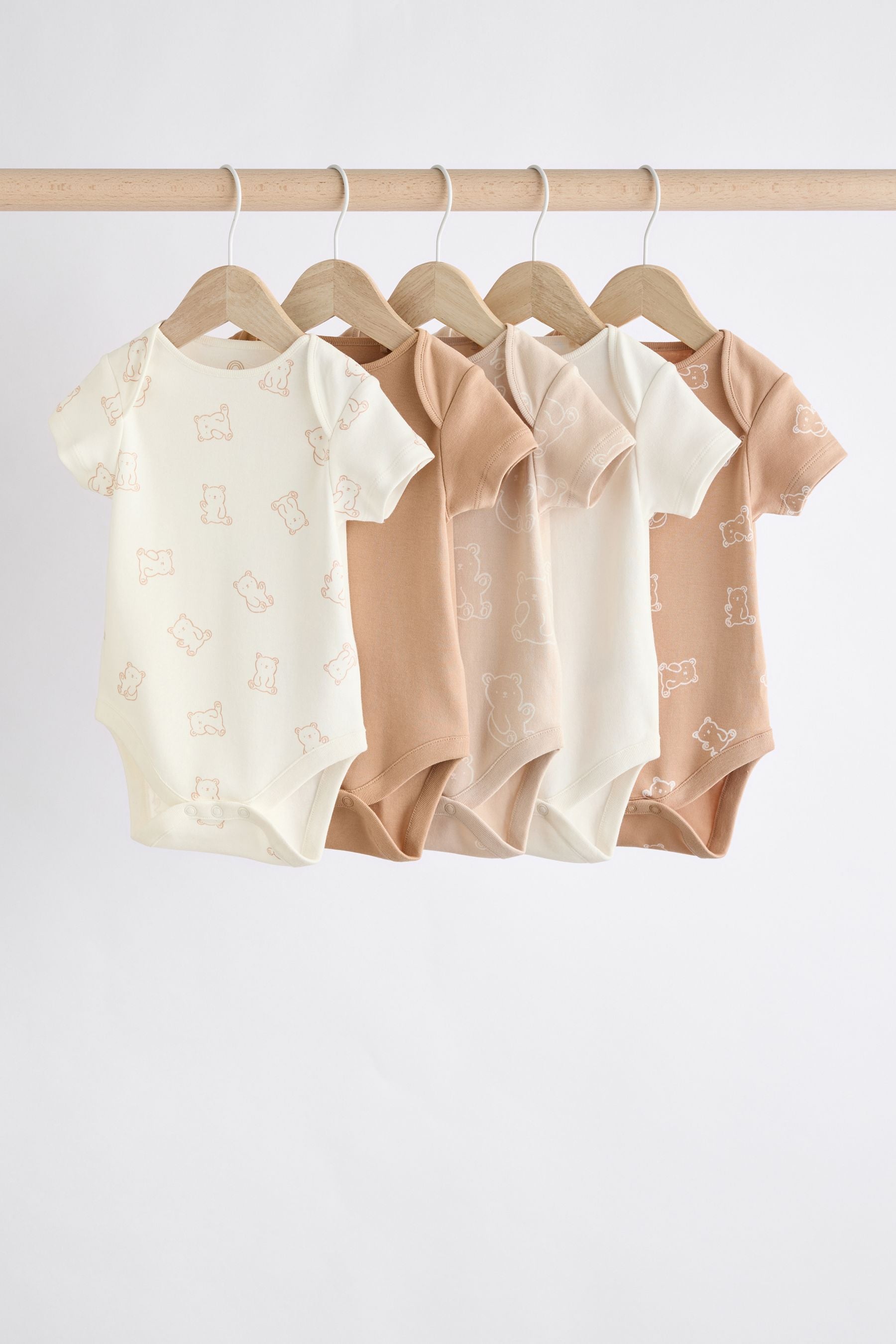 Neutral Baby Short Sleeves Bear Bodysuits 5 Pack