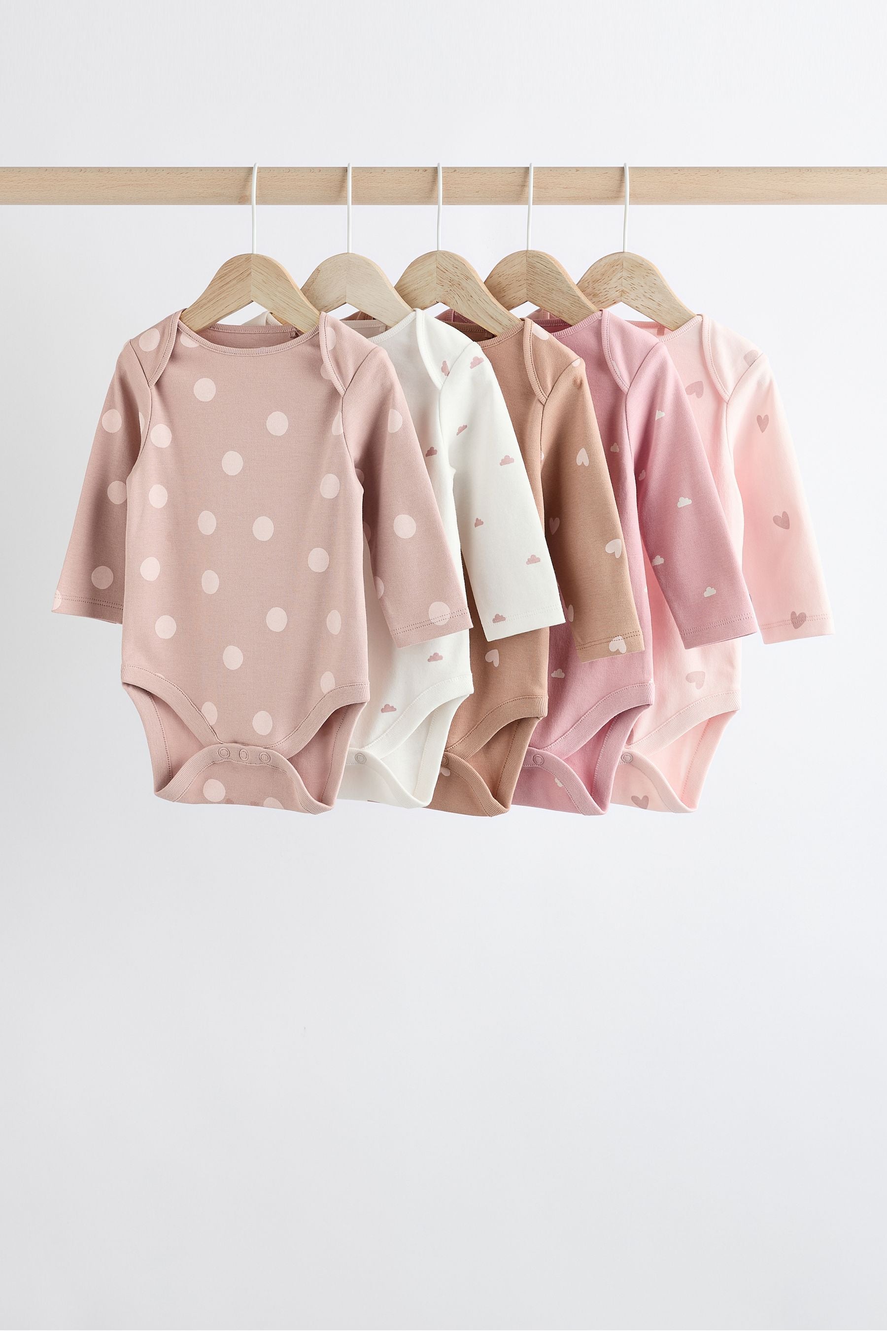 Pink Baby 100% Cotton Bodysuits 5 Pack