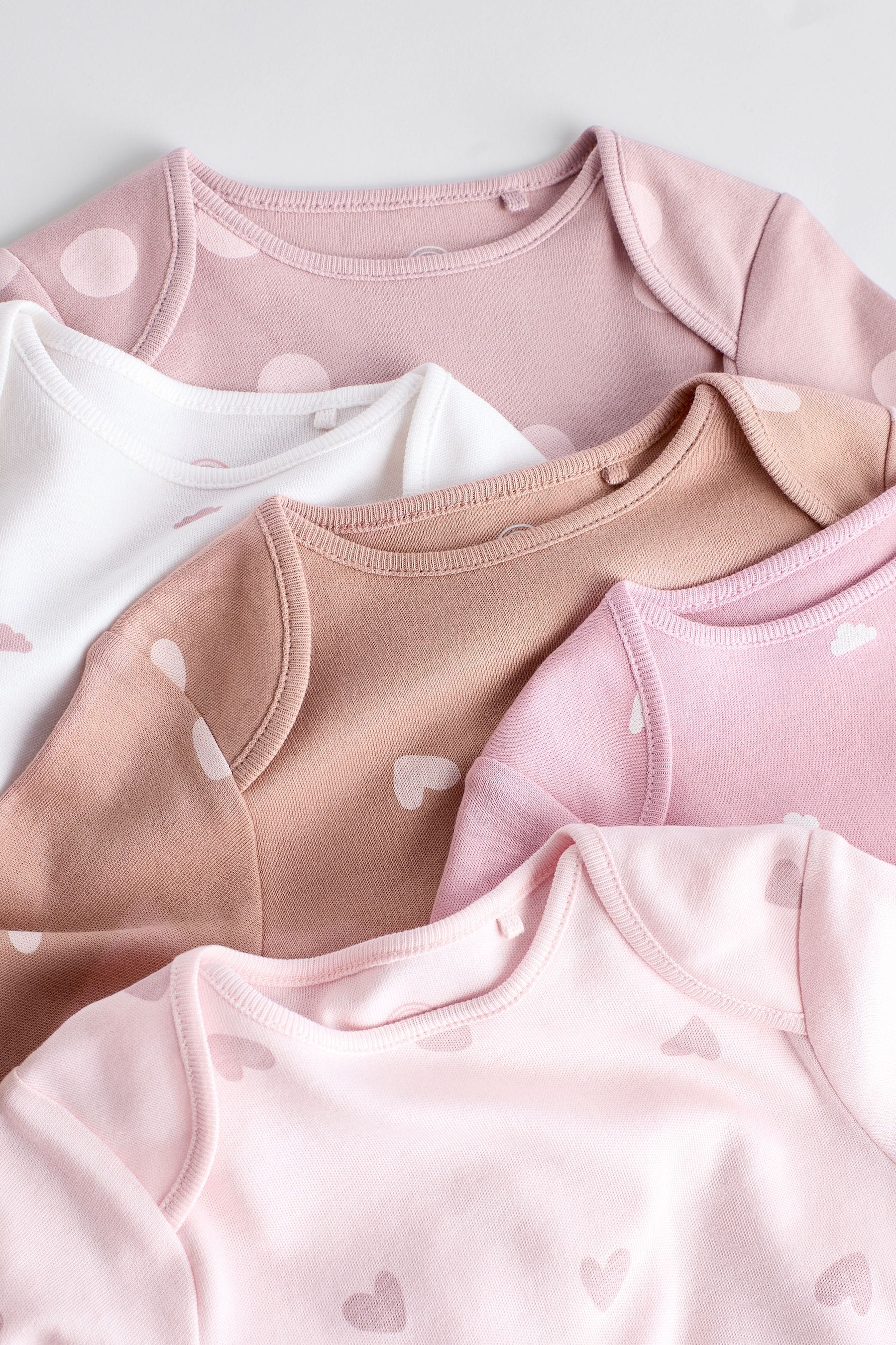 Pink Baby Cotton Bodysuits 5 Pack