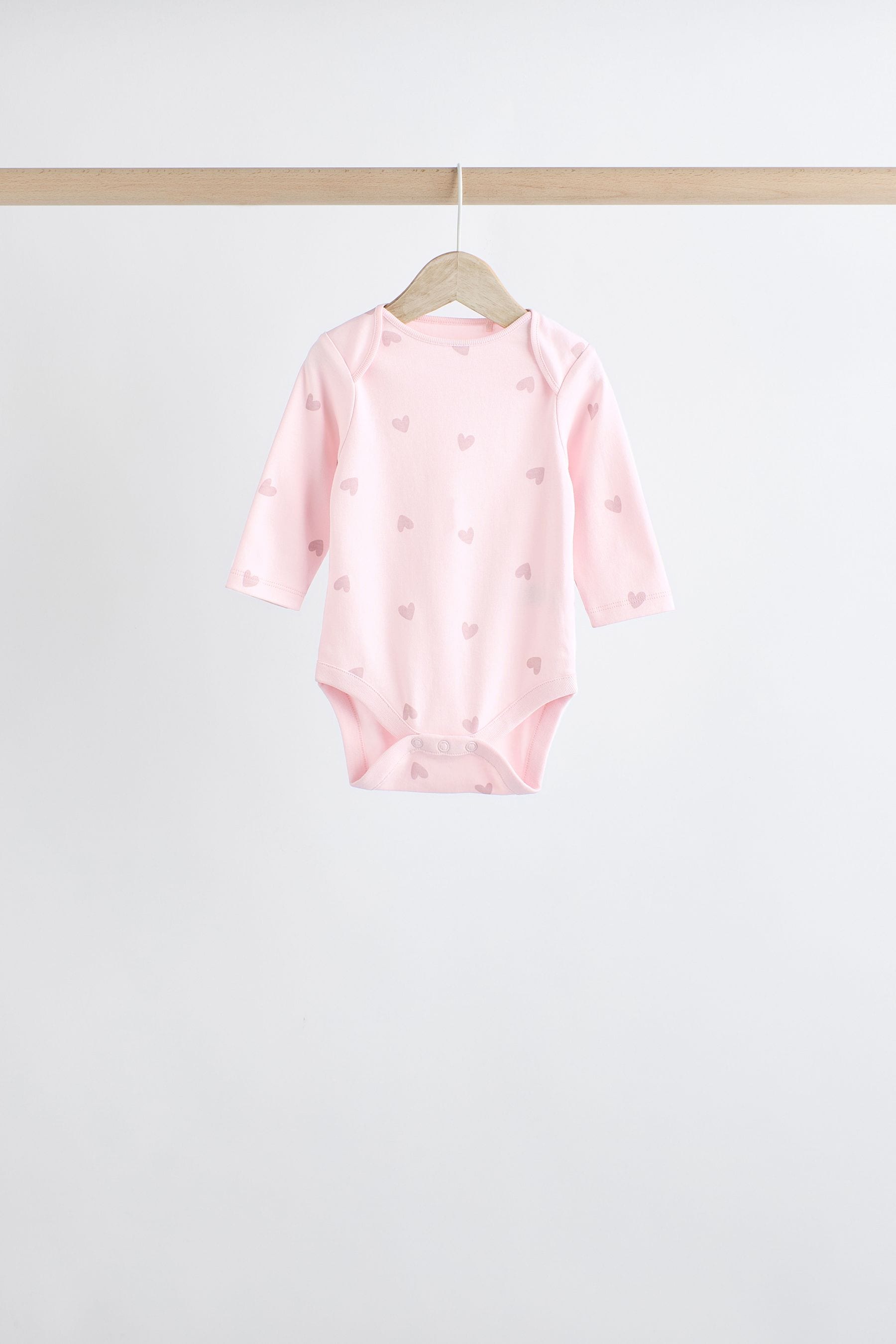 Pink Baby Cotton Bodysuits 5 Pack