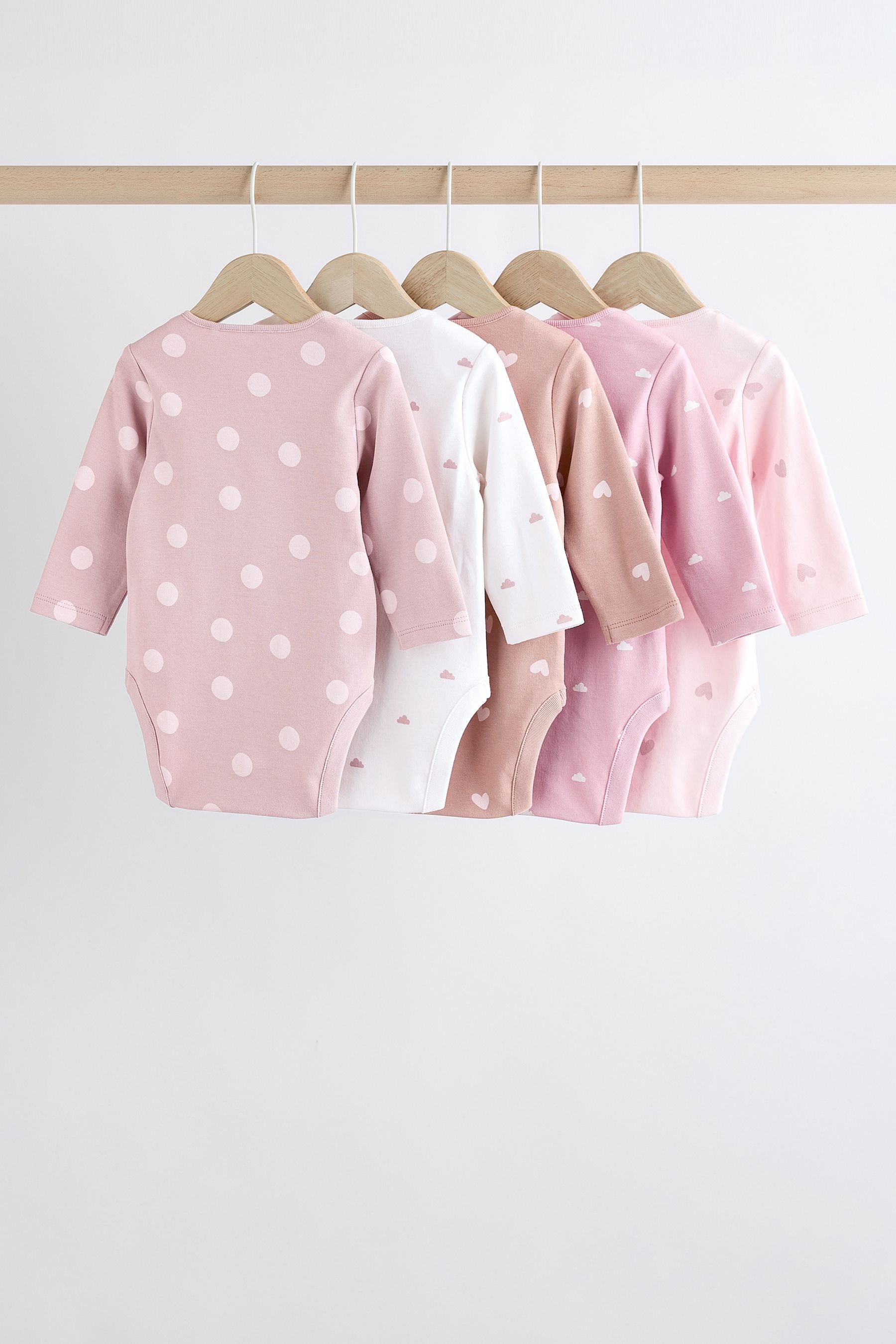 Pink Baby Cotton Bodysuits 5 Pack