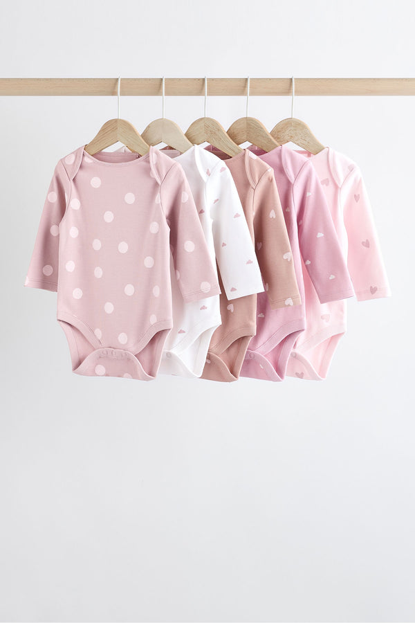 Pink Baby Cotton Bodysuits 5 Pack