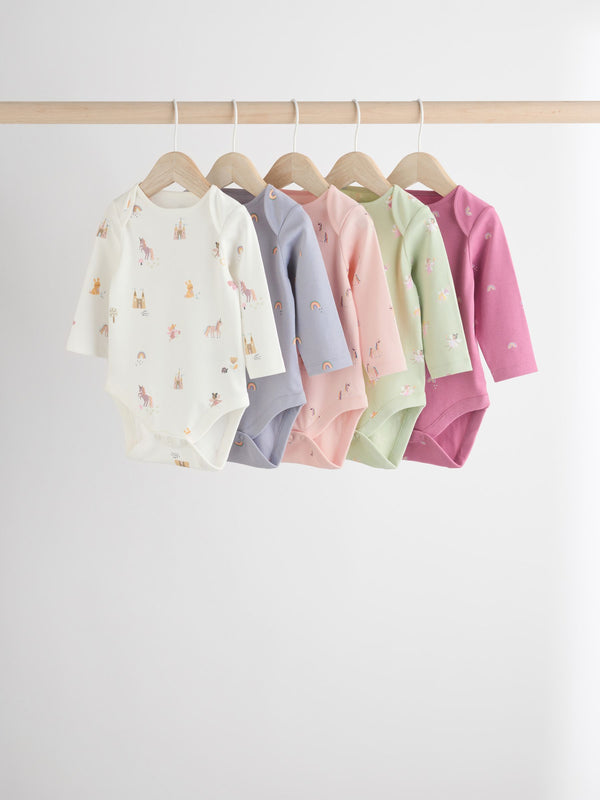 Multi 5 Pack Baby 100% Cotton Bodysuits 5 Pack