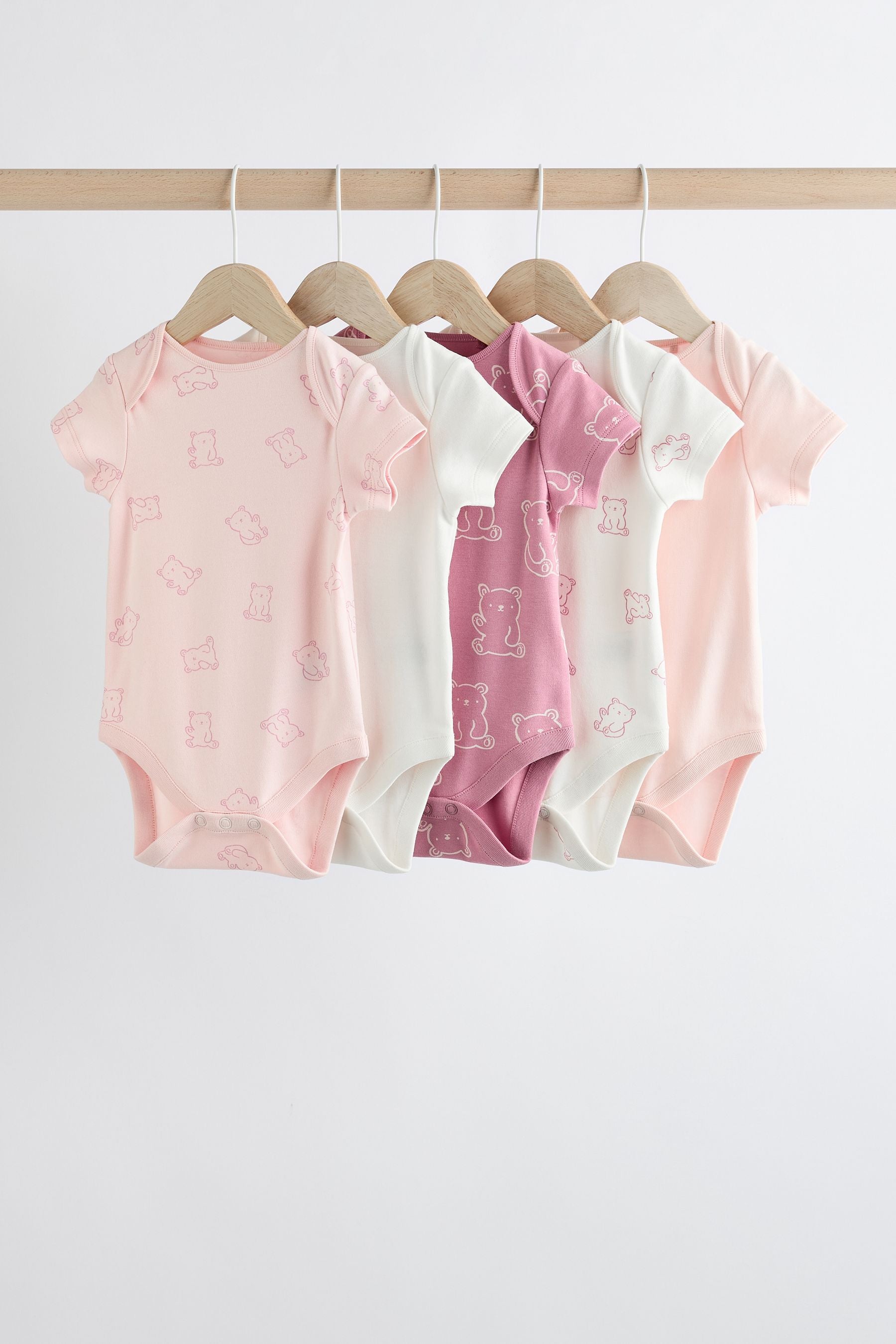 Pink Baby 100% Cotton Bodysuits 5 Pack