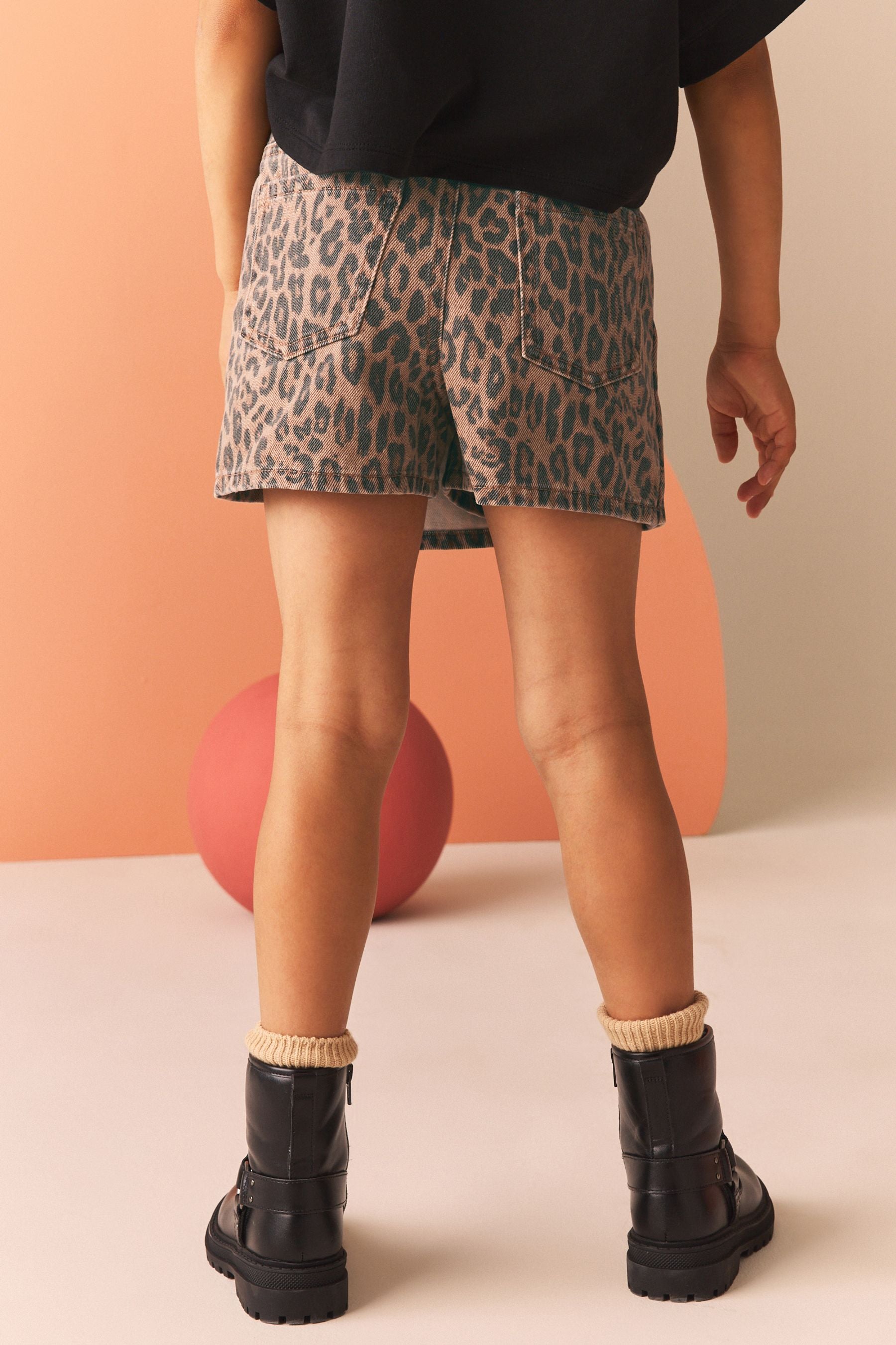 Leopard Print 100% Cotton Denim Skort (3-16yrs)