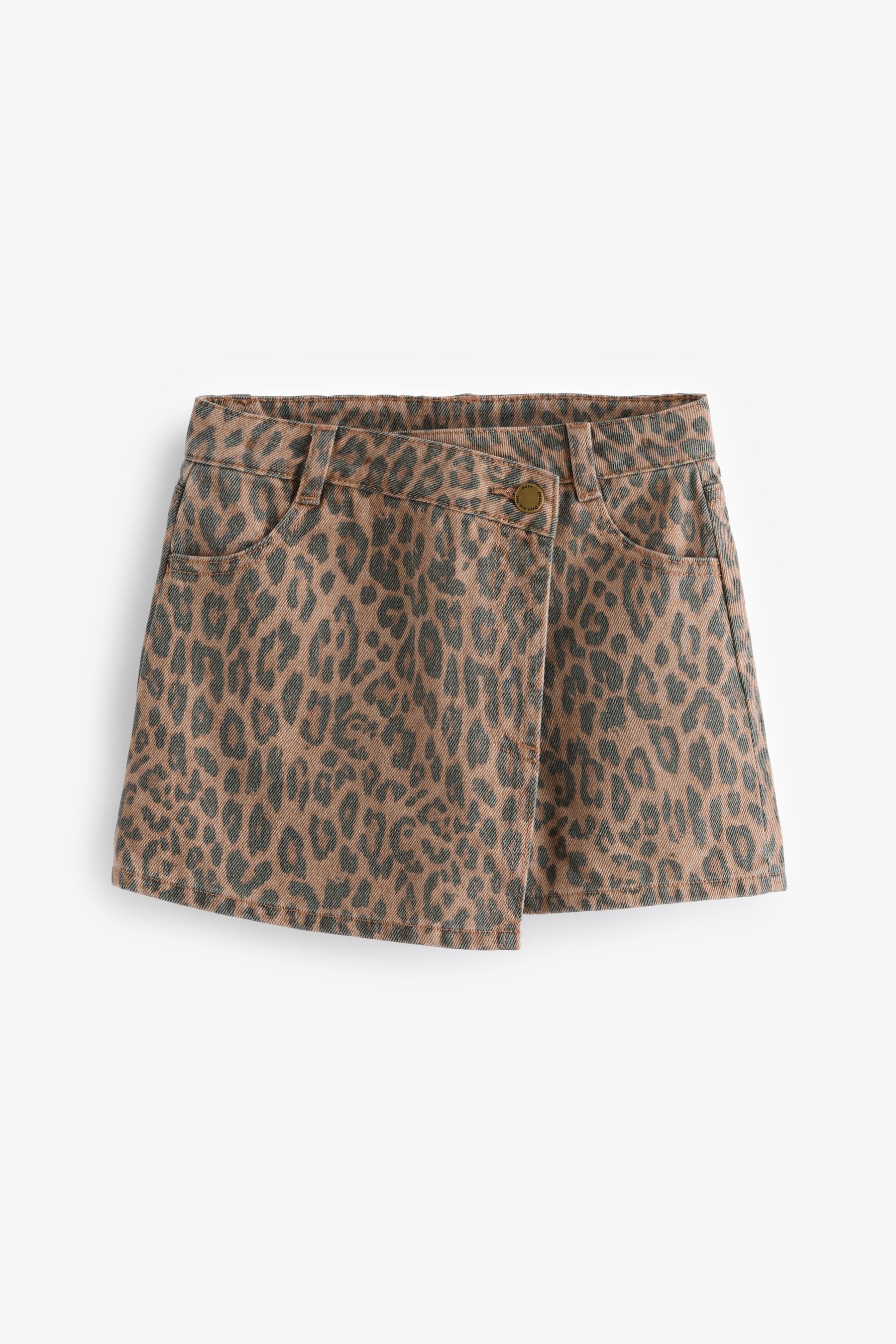 Leopard Print 100% Cotton Denim Skort (3-16yrs)