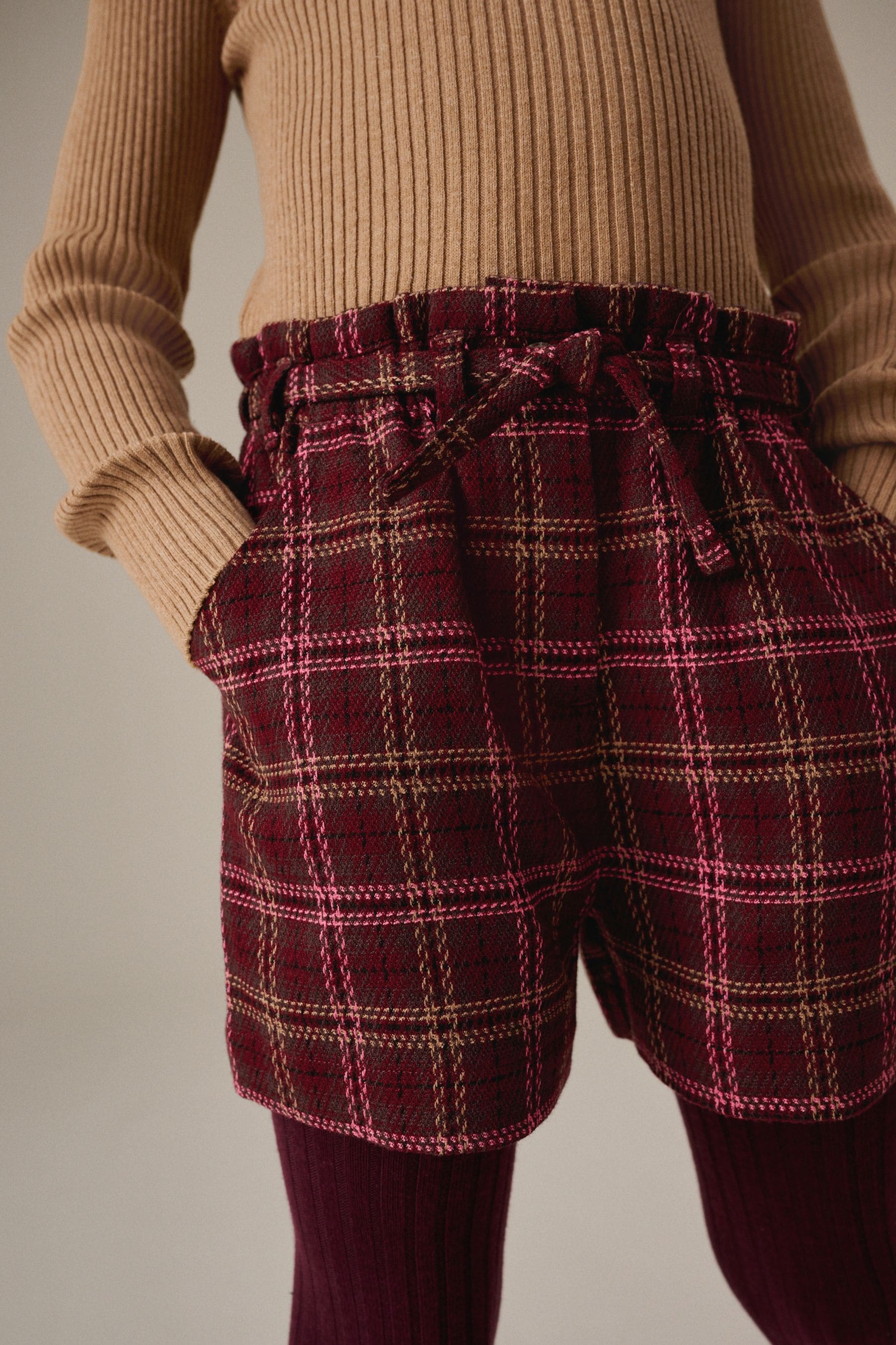 Berry Red Check Shorts (3-16yrs)