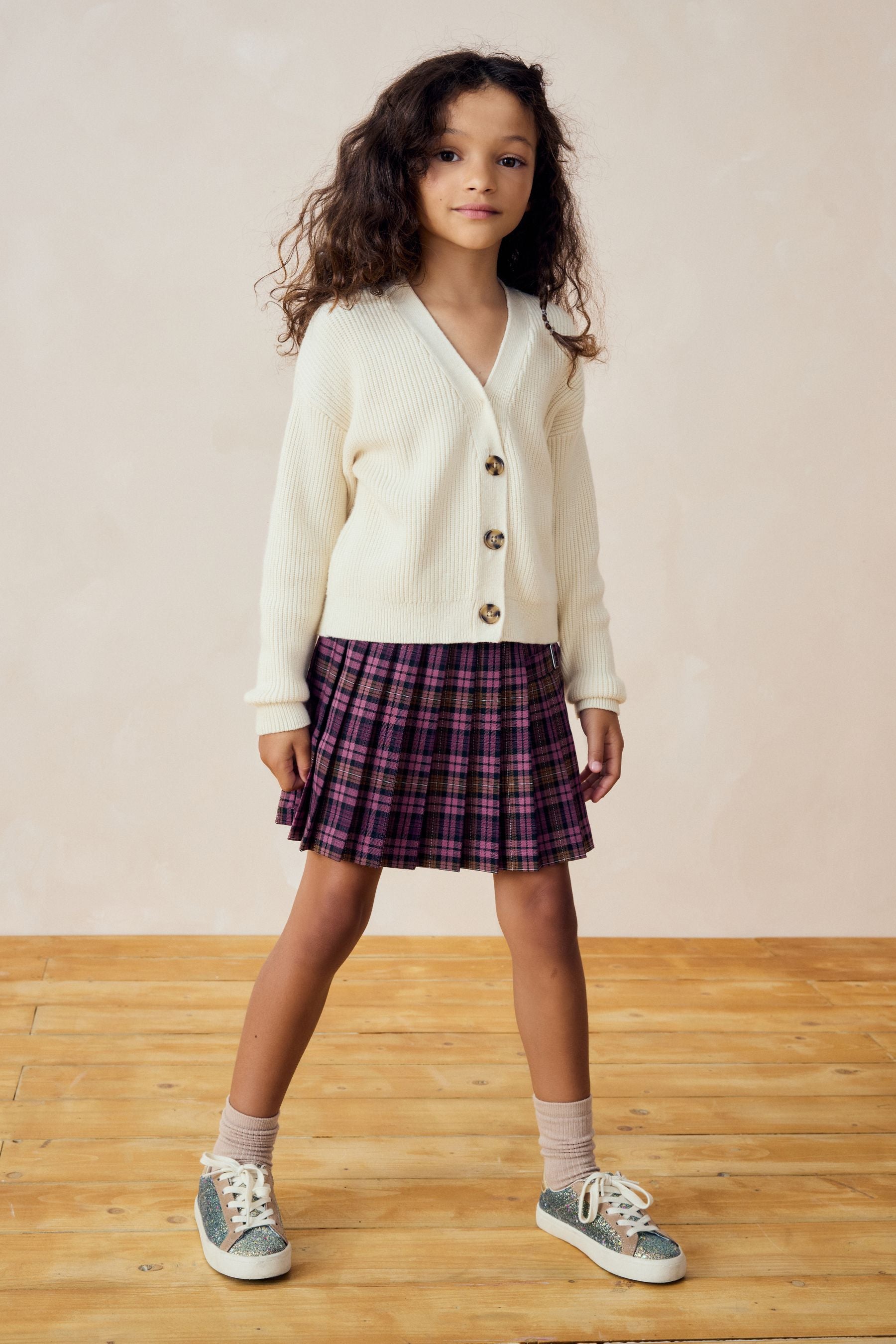 Purple Check Pleated Skirt (3-16yrs)