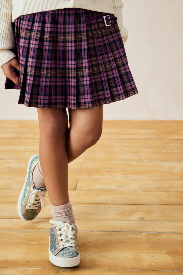 Purple Check Pleated Skirt (3-16yrs)