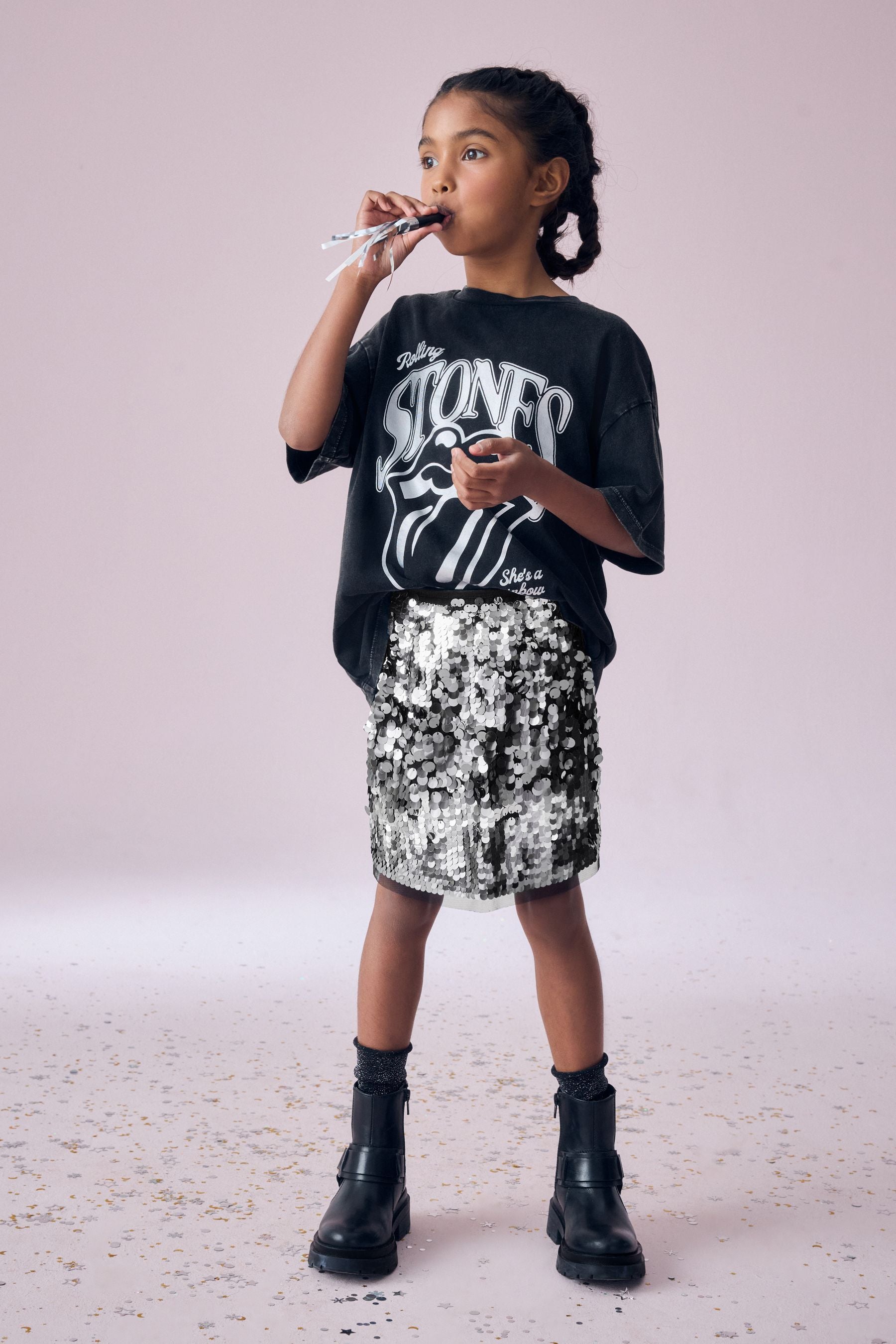 Black/White Sequin Skirt (3-16yrs)