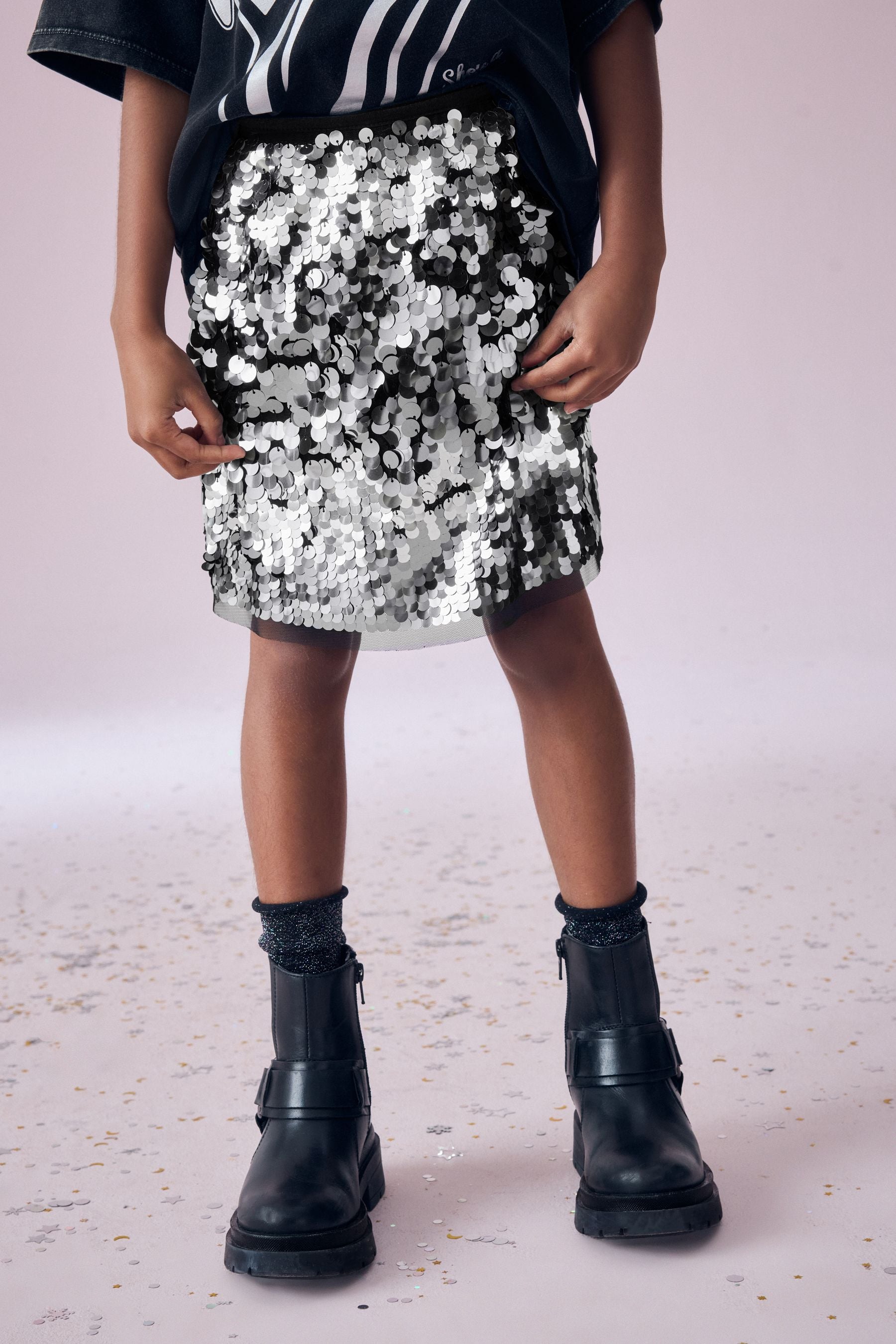 Black/White Sequin Skirt (3-16yrs)