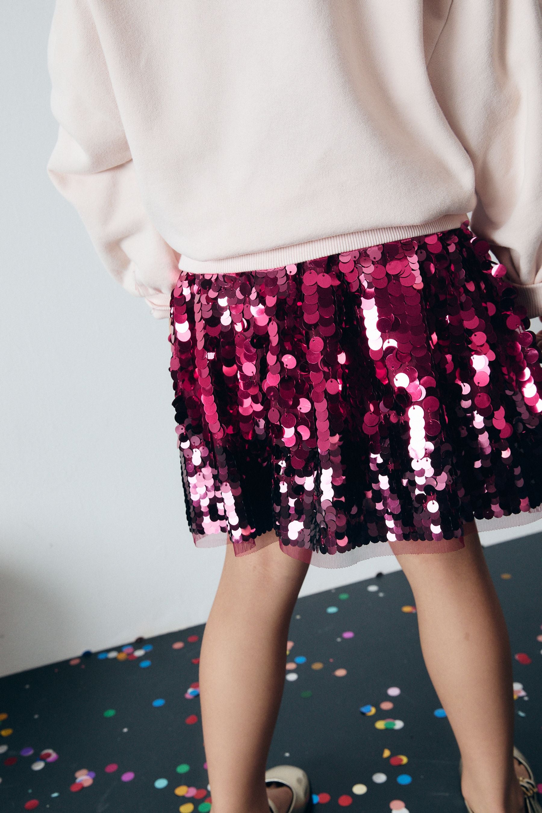 Berry Red Sequin Skirt (3-16yrs)