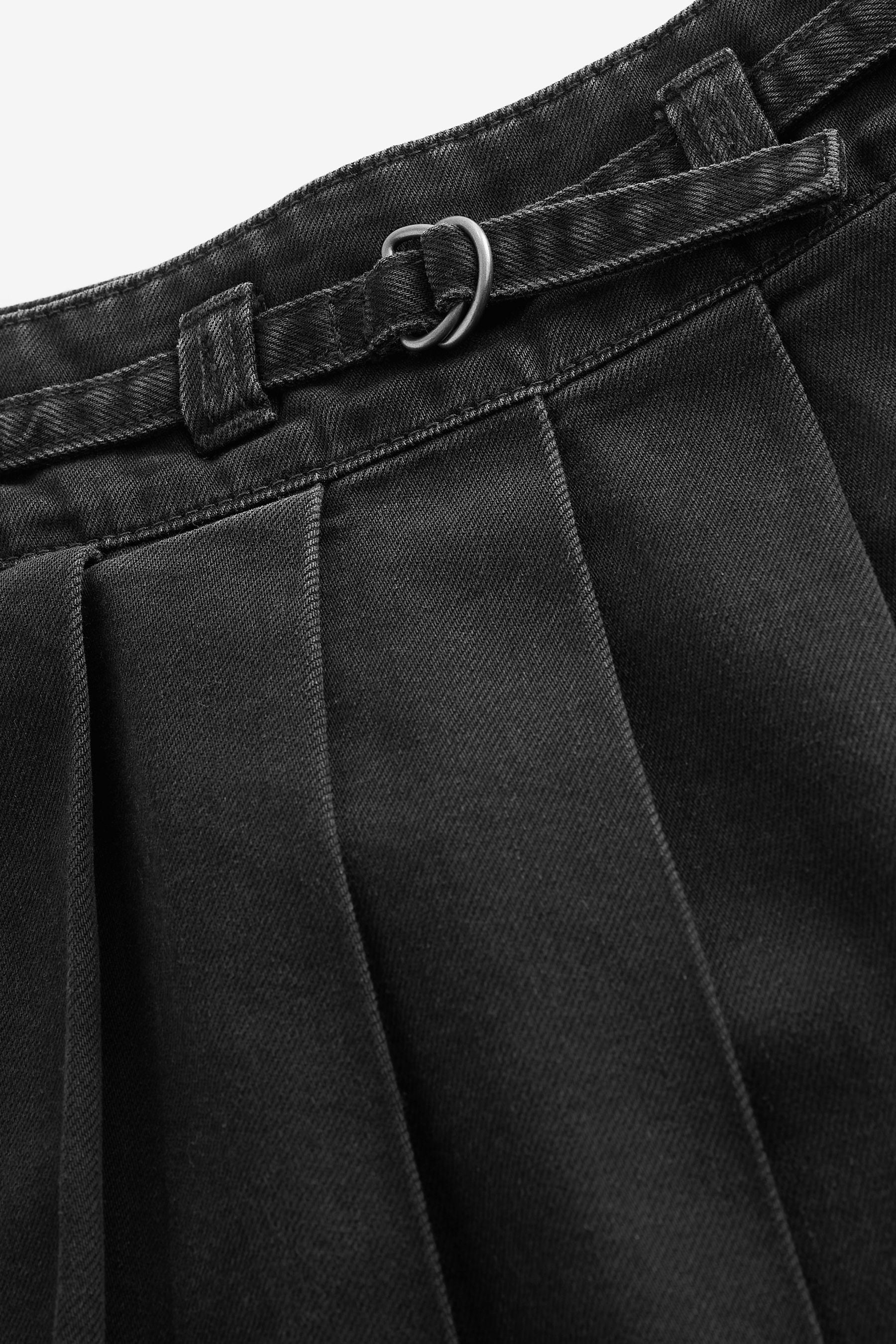 Charcoal Grey Denim Pleated 100% Cotton Skirt (3-16yrs)