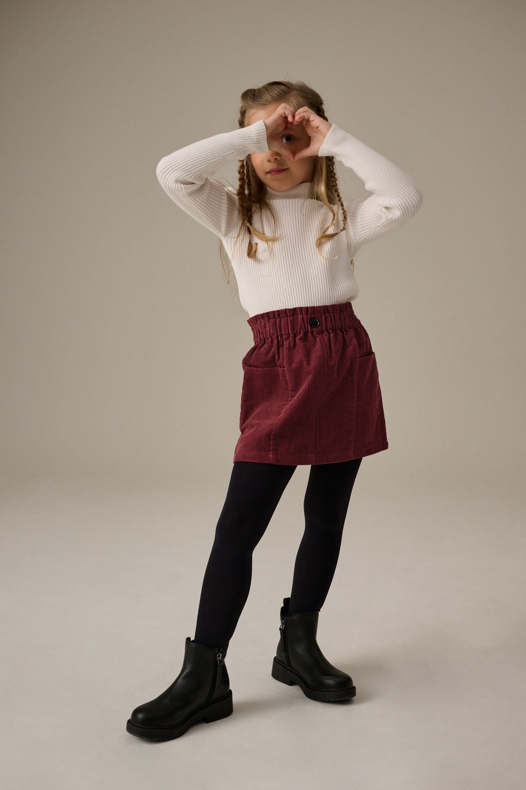 Berry Red 100% Cotton Cord Skirt (3-16yrs)