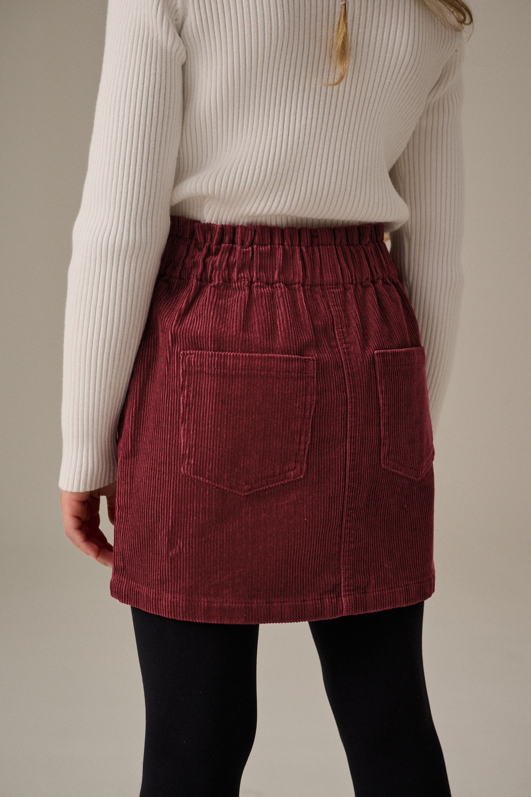 Berry Red 100% Cotton Cord Skirt (3-16yrs)