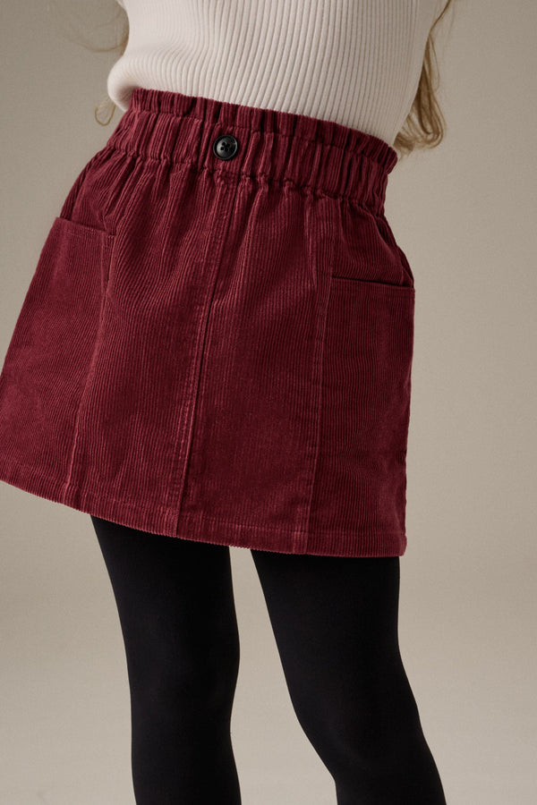 Berry Red 100% Cotton Cord Skirt (3-16yrs)