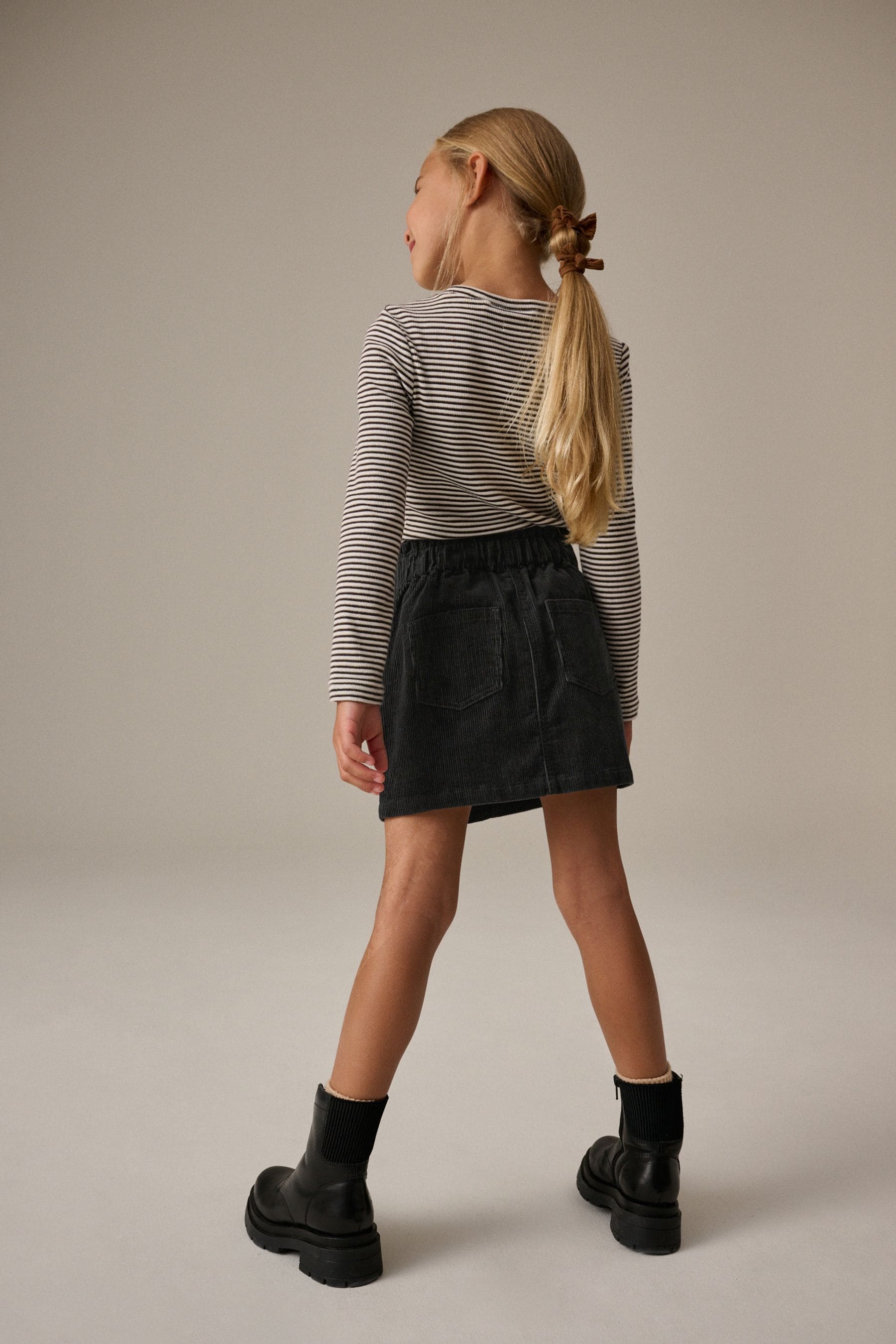 Charcoal Grey 100% Cotton Cord Skirt (3-16yrs)