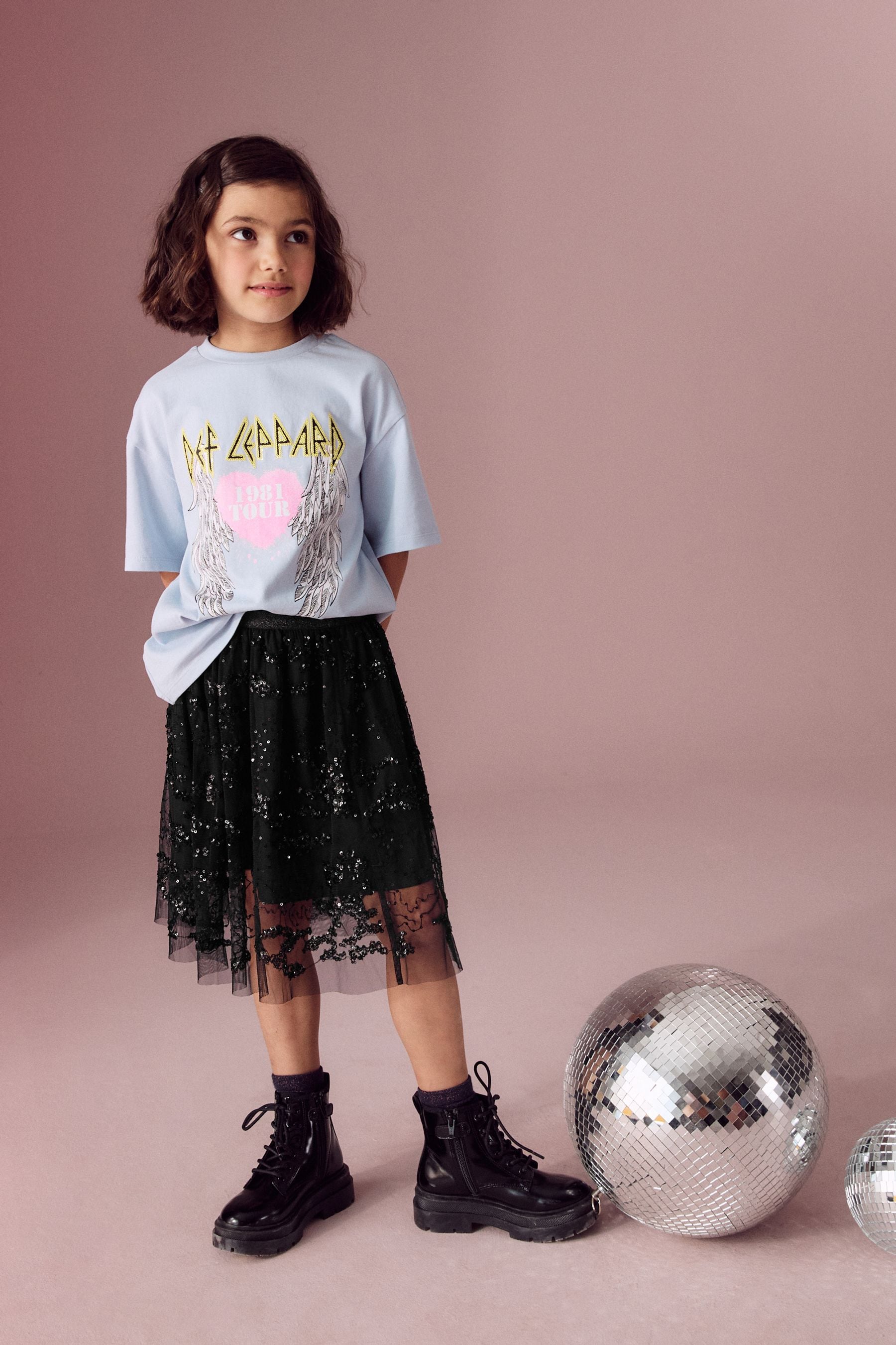 Black Lace Sequin Skirt (3-16yrs)