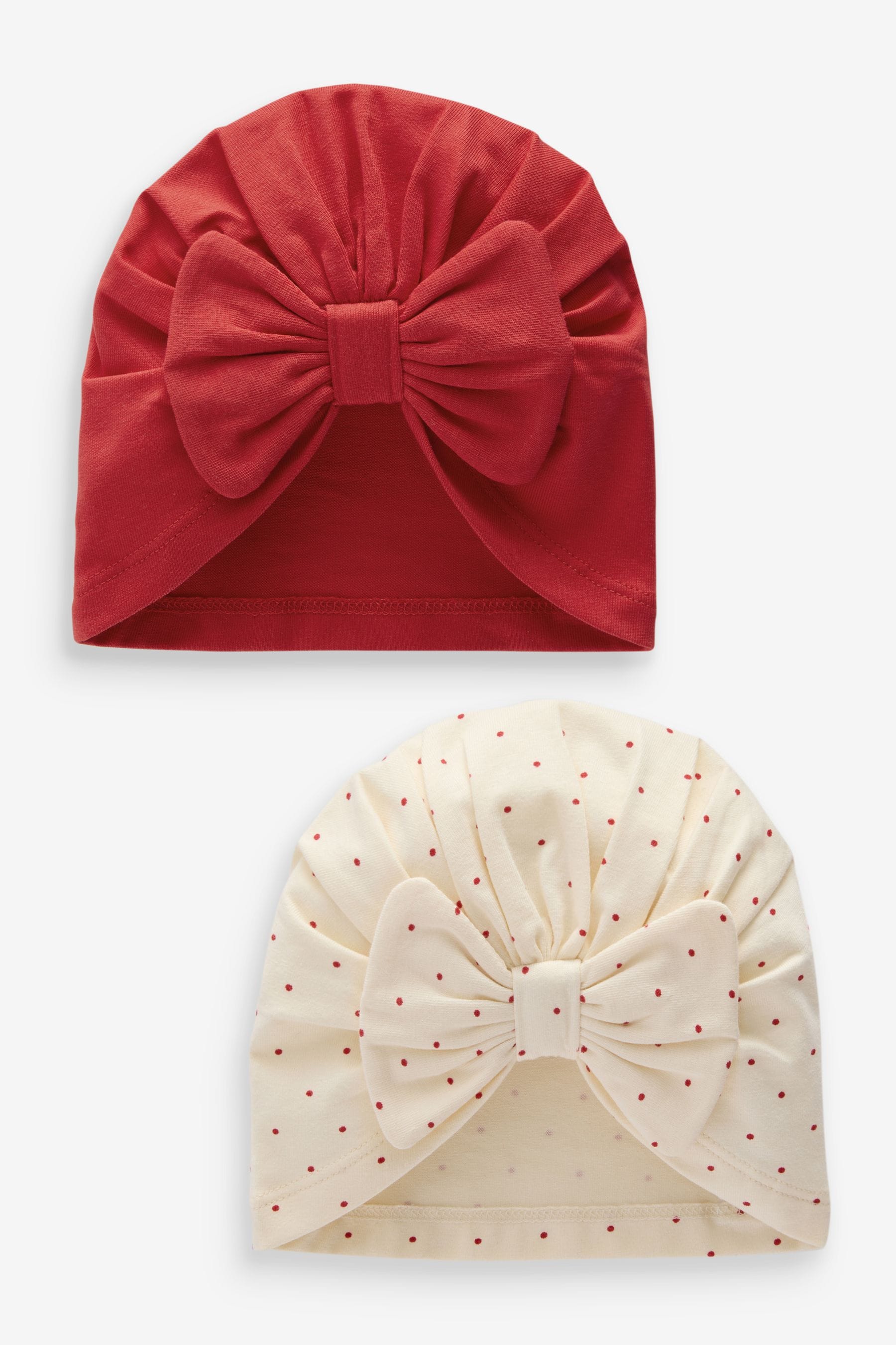 Red Baby Bow Turban Hats 2 Pack (0mths-2yrs)