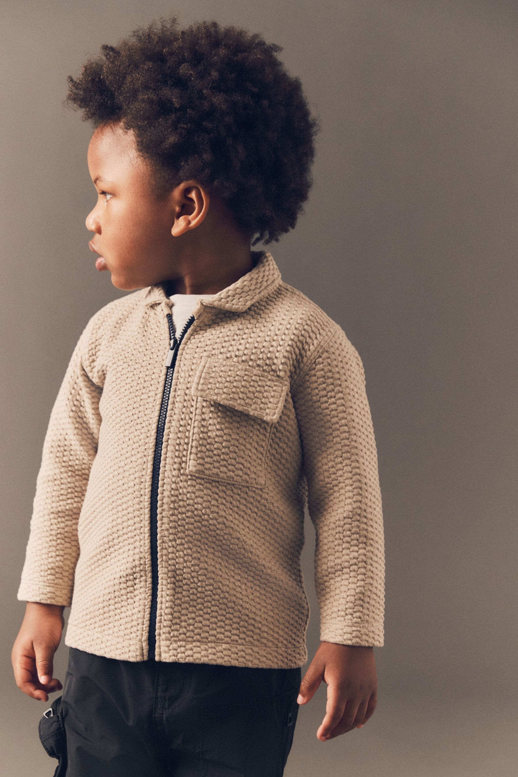 Stone Zip Through Textured Jacket (3mths-7yrs)