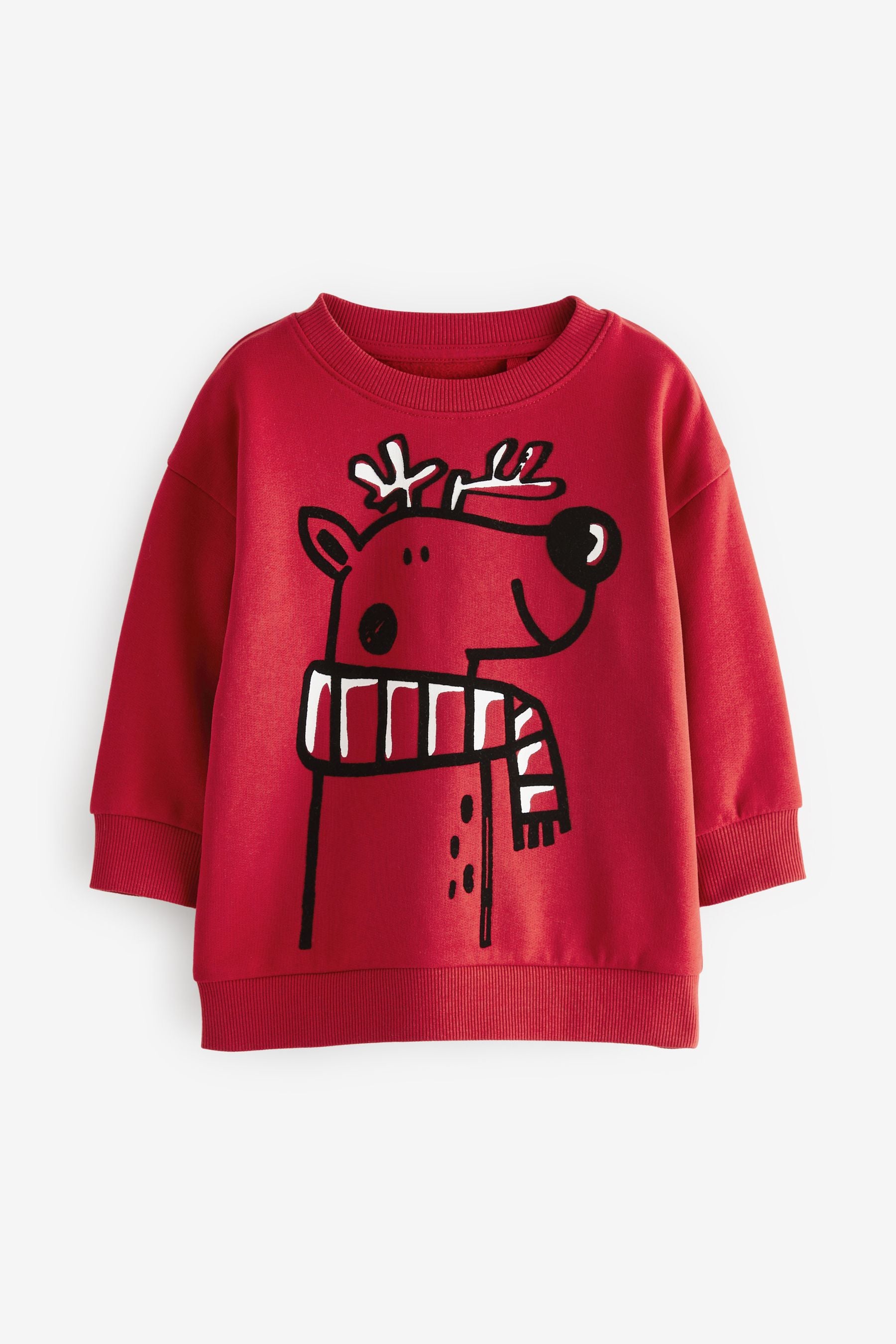 Red Reindeer Christmas Crew Neck Sweatshirt (3mths-7yrs)