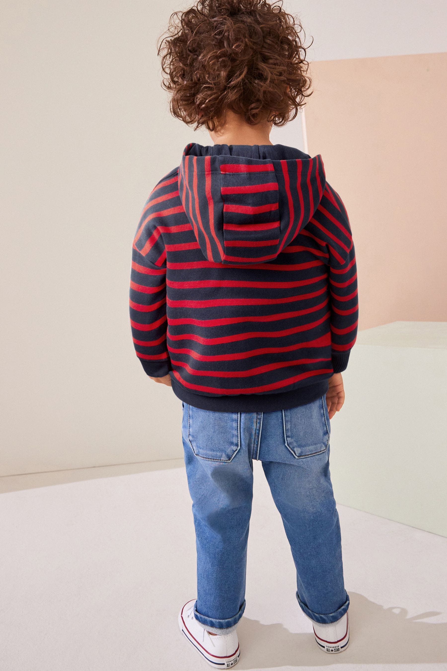 Red/Blue Stripe Zip Through Hoodie (3mths-7yrs)